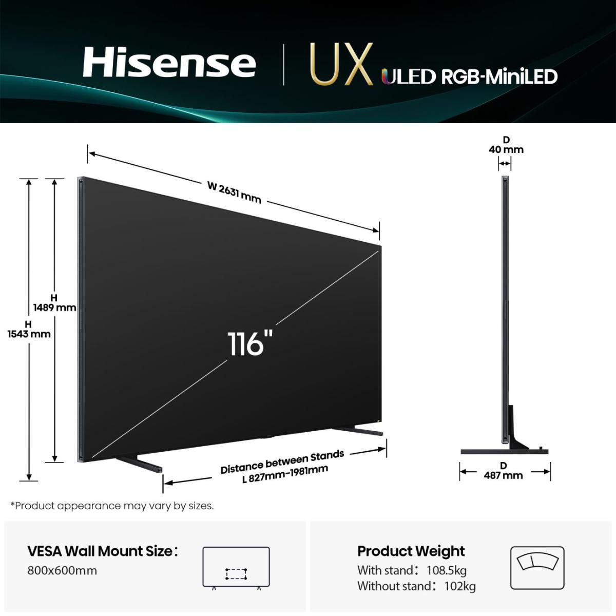 Hisense HISENSE 116UXQ LCD-LED Fernseher (293 cm/116 Zoll)
