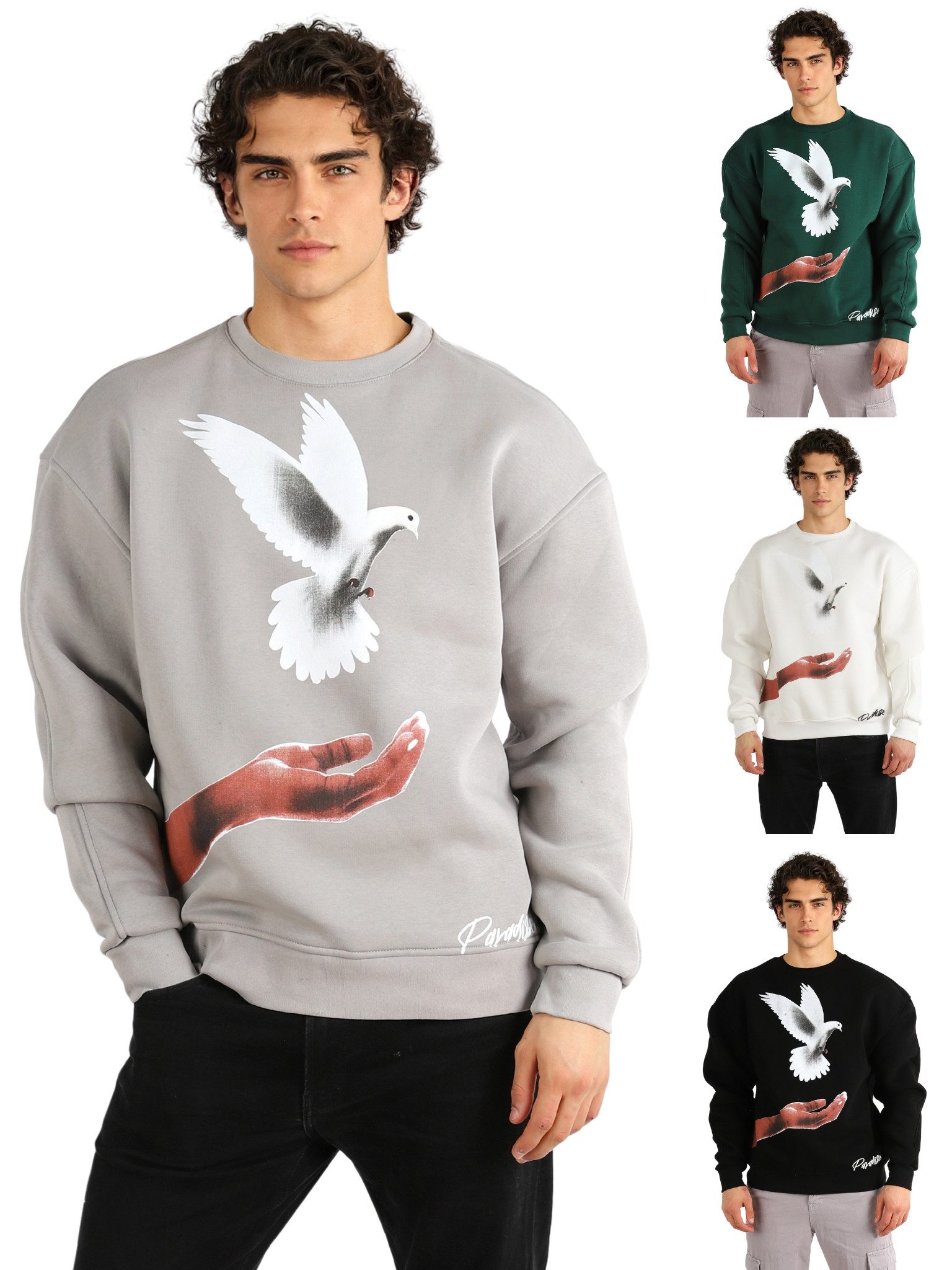 Megaman Jeans Sweatshirt Basic Sweatshirt I Pullover Herren aus Baumwolle & Elastan Print
