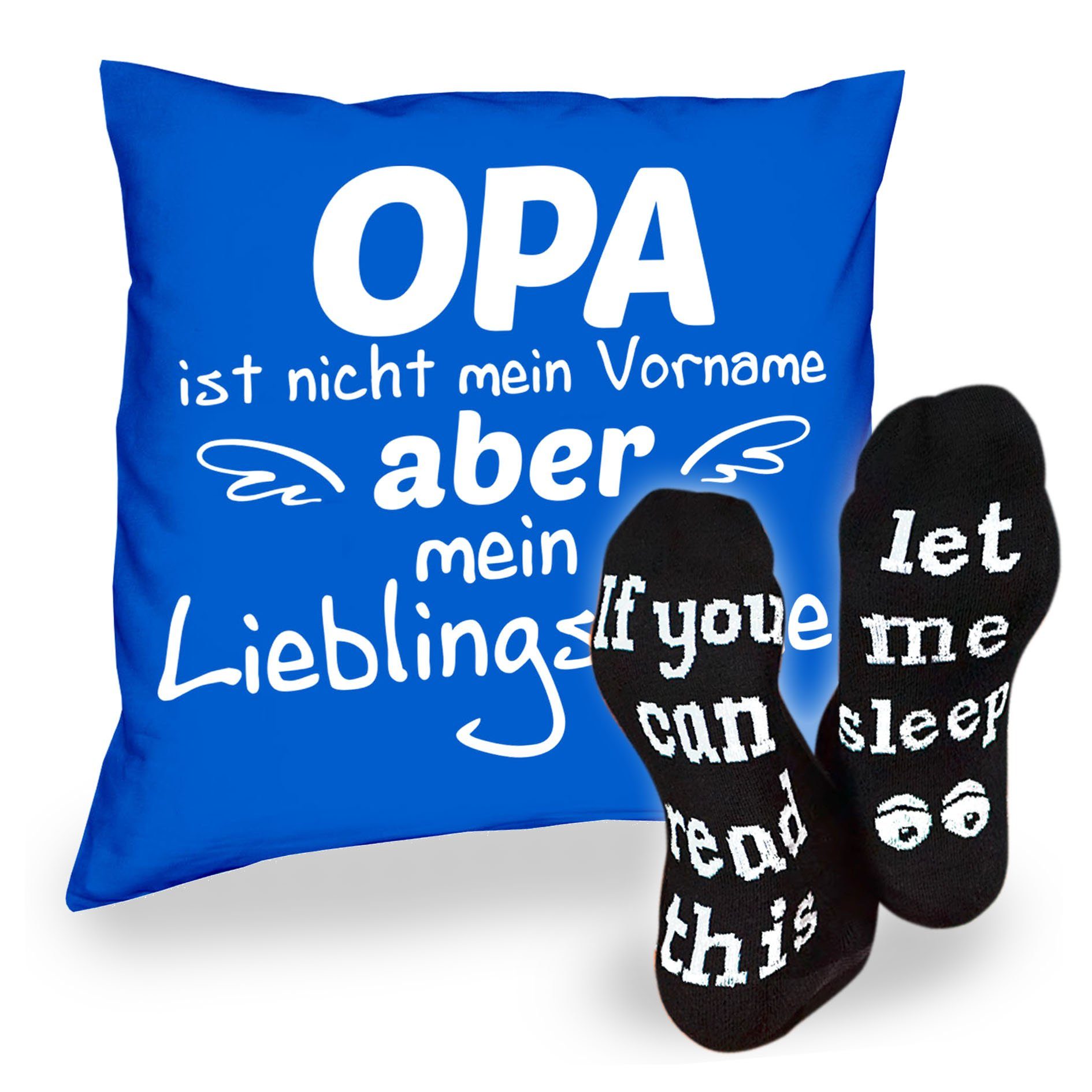 royal-blau Vatertagsgeschenk Kissen Sprüche Soreso® Dekokissen & Sleep, Socken Männer Lieblingsname Opa Opa