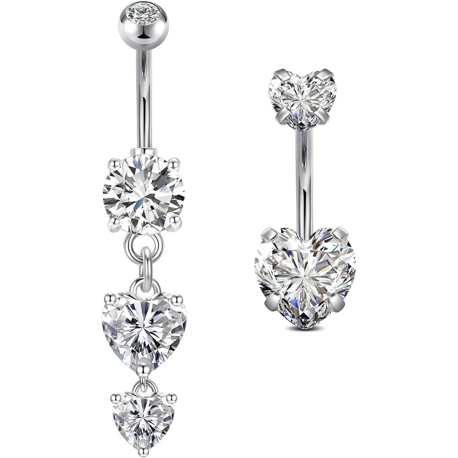 Bauchnabelpiercing 2stk Bauchnabelpiercing Herz 10mm Chirurgenstahl Silber Gold Piercing