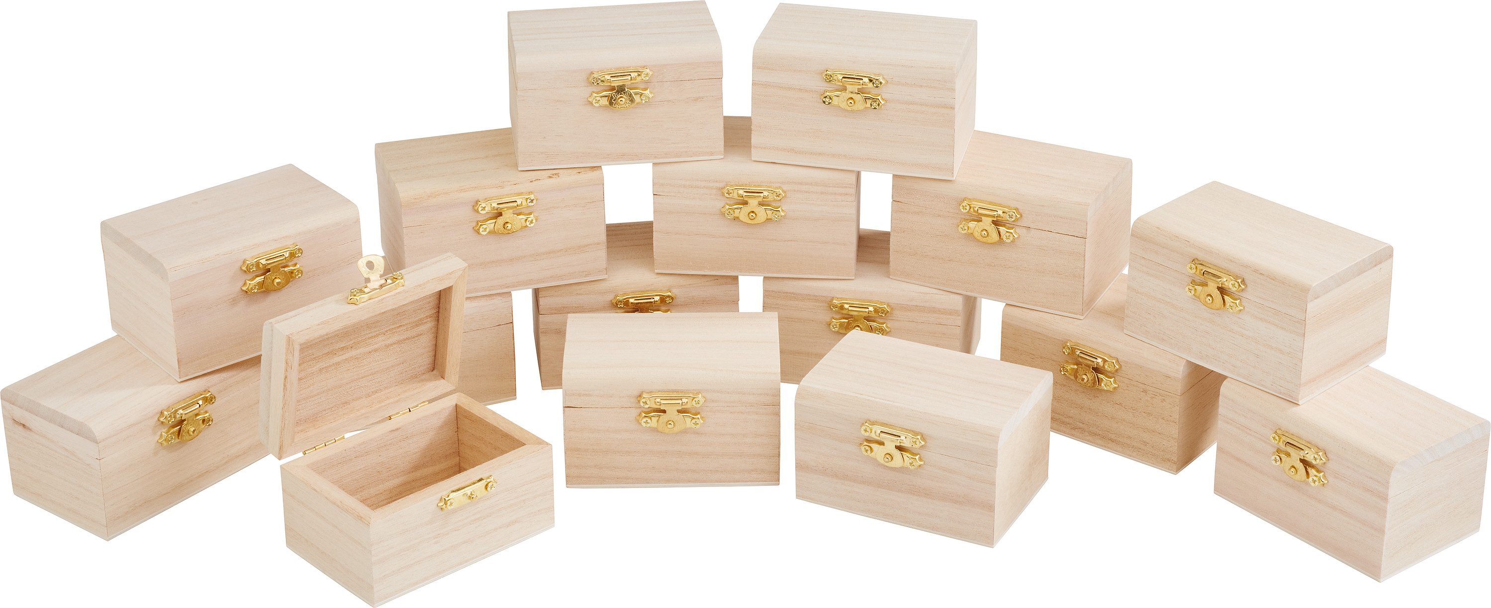VBS Aufbewahrungsbox Holztruhe, 16 Stück, ca. B 8,2 x T 5,7 x H 5 cm
