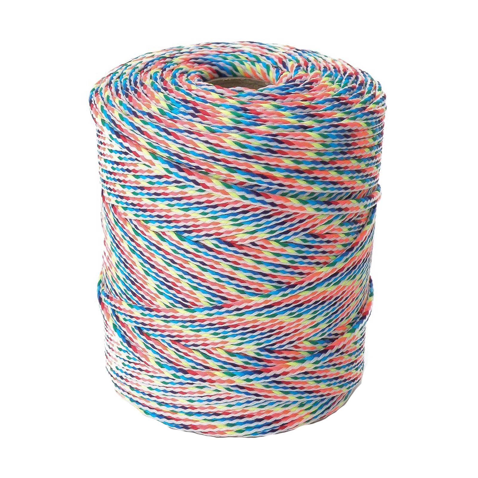 maDDma 100m Polyester-Schnur Kordel 4mm, mehrfarbig, verschiedene Farben Seil, bright rainbow