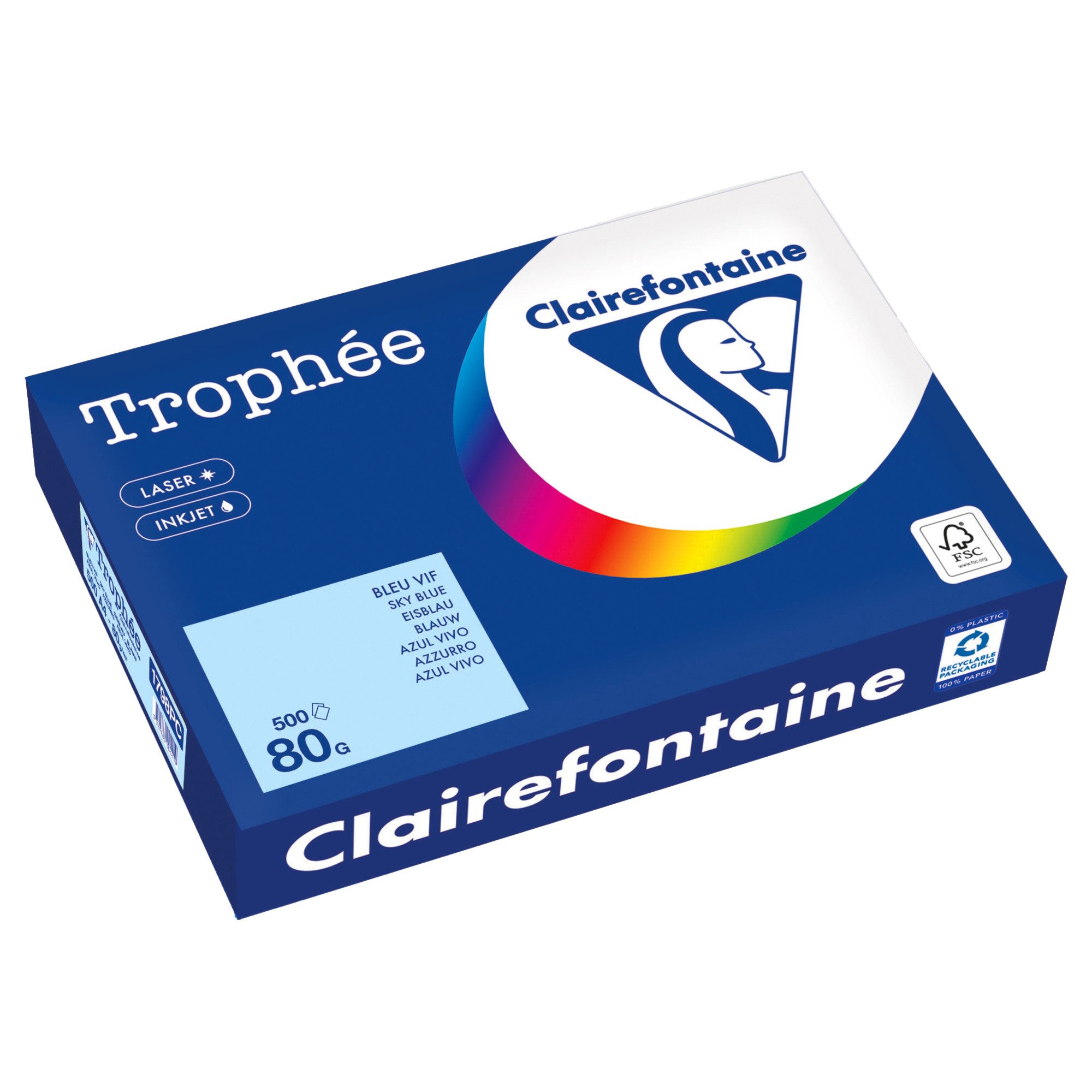 CLAIREFONTAINE Kopierpapier Kopierpapier 1798PC A4 80g eisblau 500 Blatt