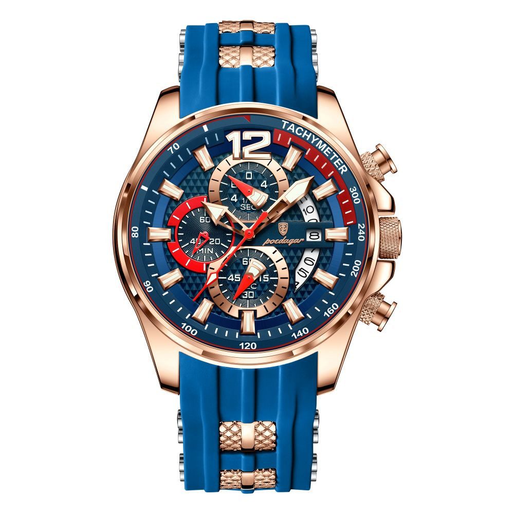 POEDAGAR Quarzuhr POEDAGAR Herren Uhr Chronograph – 898, Sportlich, Silikonband