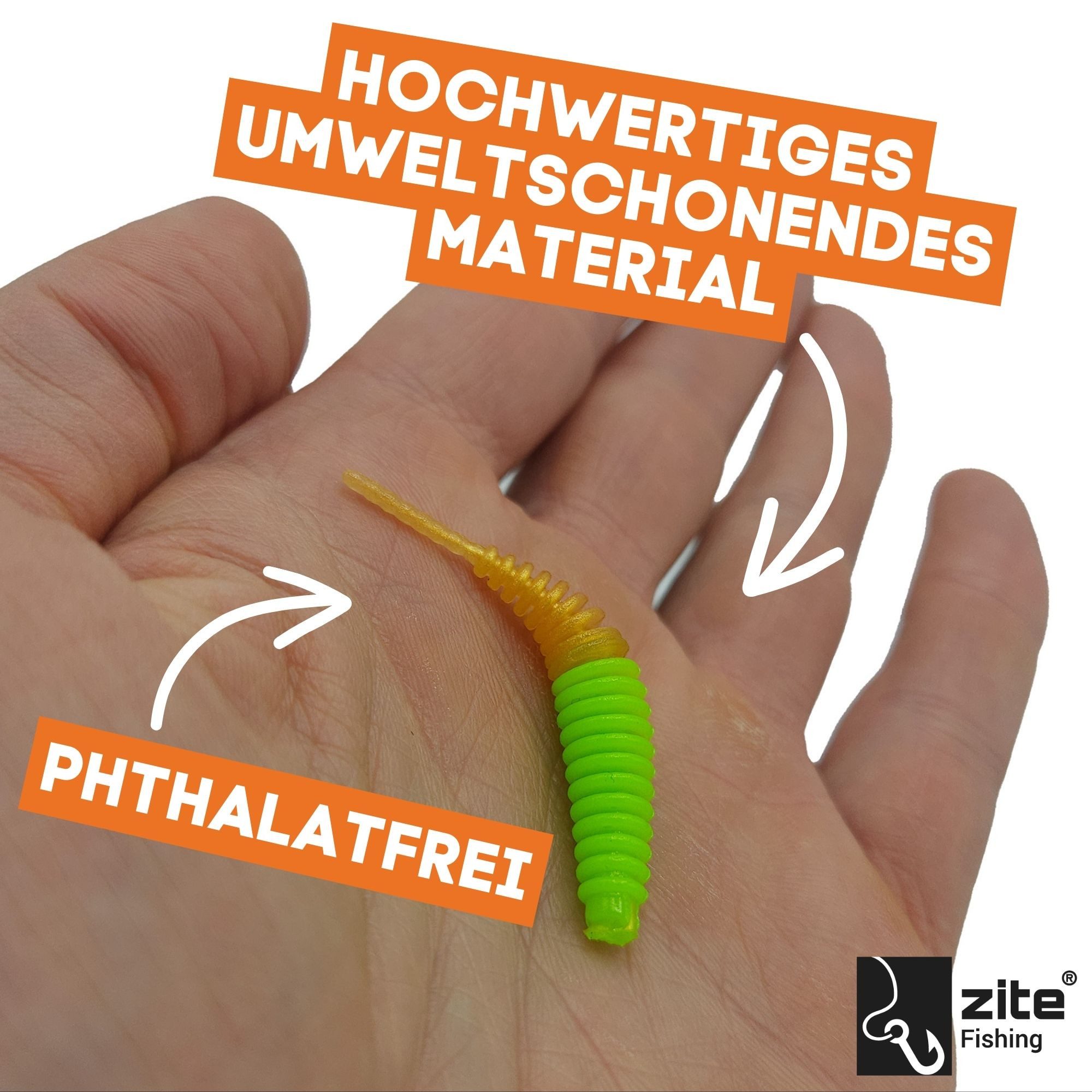 Zite Kunstköder Biggle Worm 6,5 cm 8 Stück - Lamellenwurm fürs UL-Angeln - Gummiköder