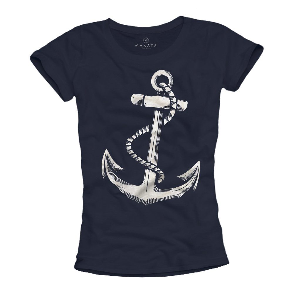 MAKAYA T-Shirt Frauen Anker Motiv Damen günstig online kaufen
