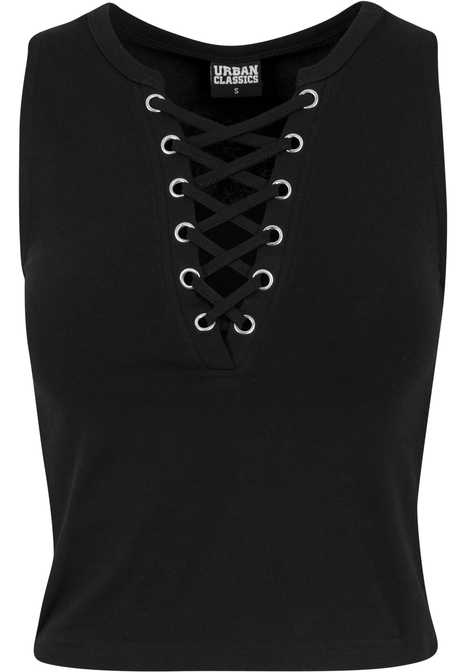 URBAN CLASSICS T-Shirt Damen Ladies Cropped (1-tlg) Lace Up Top