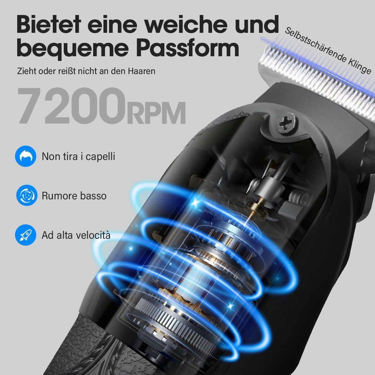 MOPUEA Elektrorasierer Kabelloses Elektrischer Profi-Haarschneide-Set 23pcs Leder LED Anzeige, Aufsätze: 10, 23-teiliges Set mit Haarschneider, Trimmer und 10 Aufsteckkämmen, Kabellos, starke Leistung, LED-Anzeige, präzise T-Klinge, 120 Min