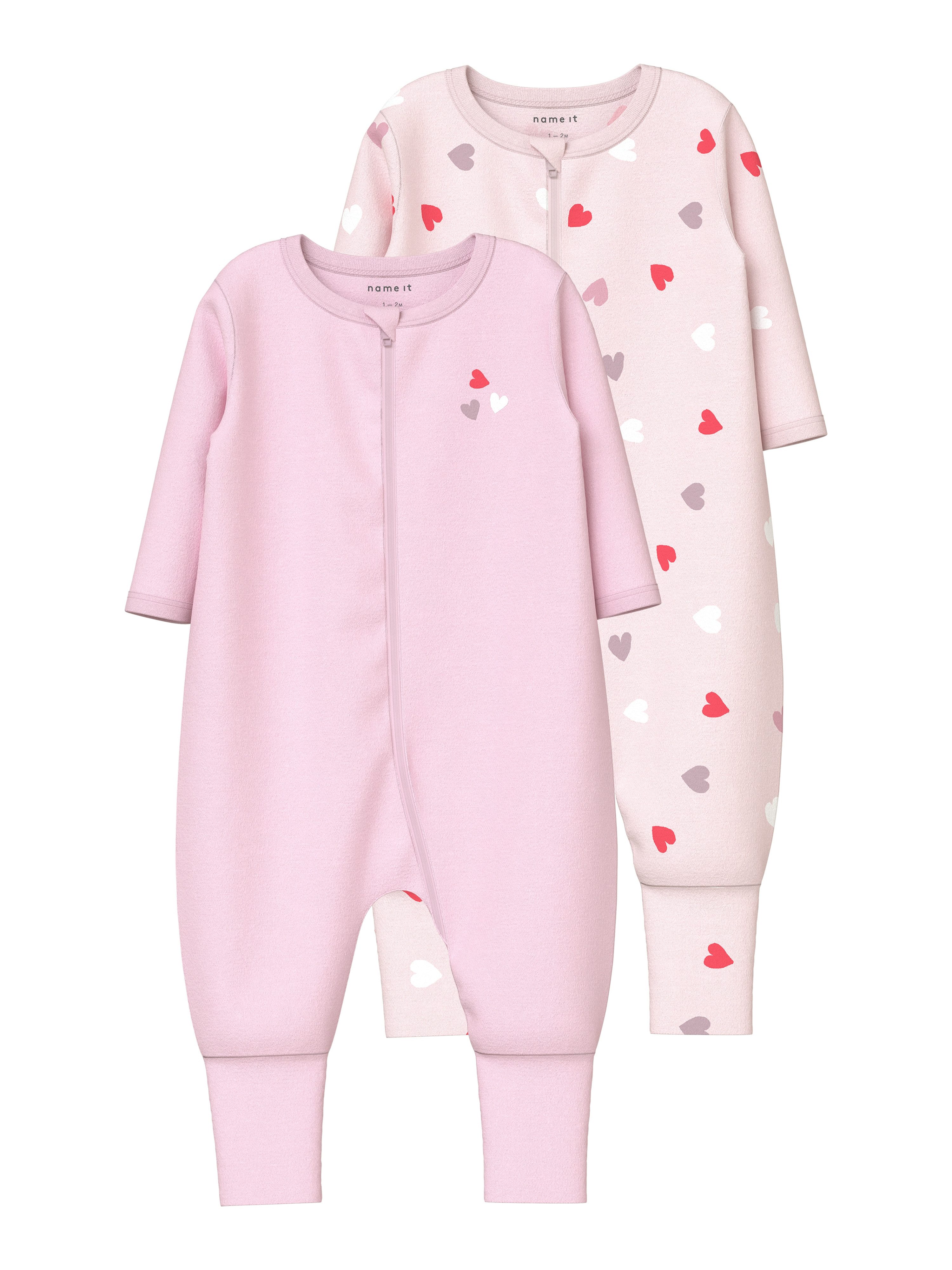 Name It Schlafanzug NBFNIGHTSUIT 2P ZIP FF CAR. HEART NOOS (Packung, 2 tlg)