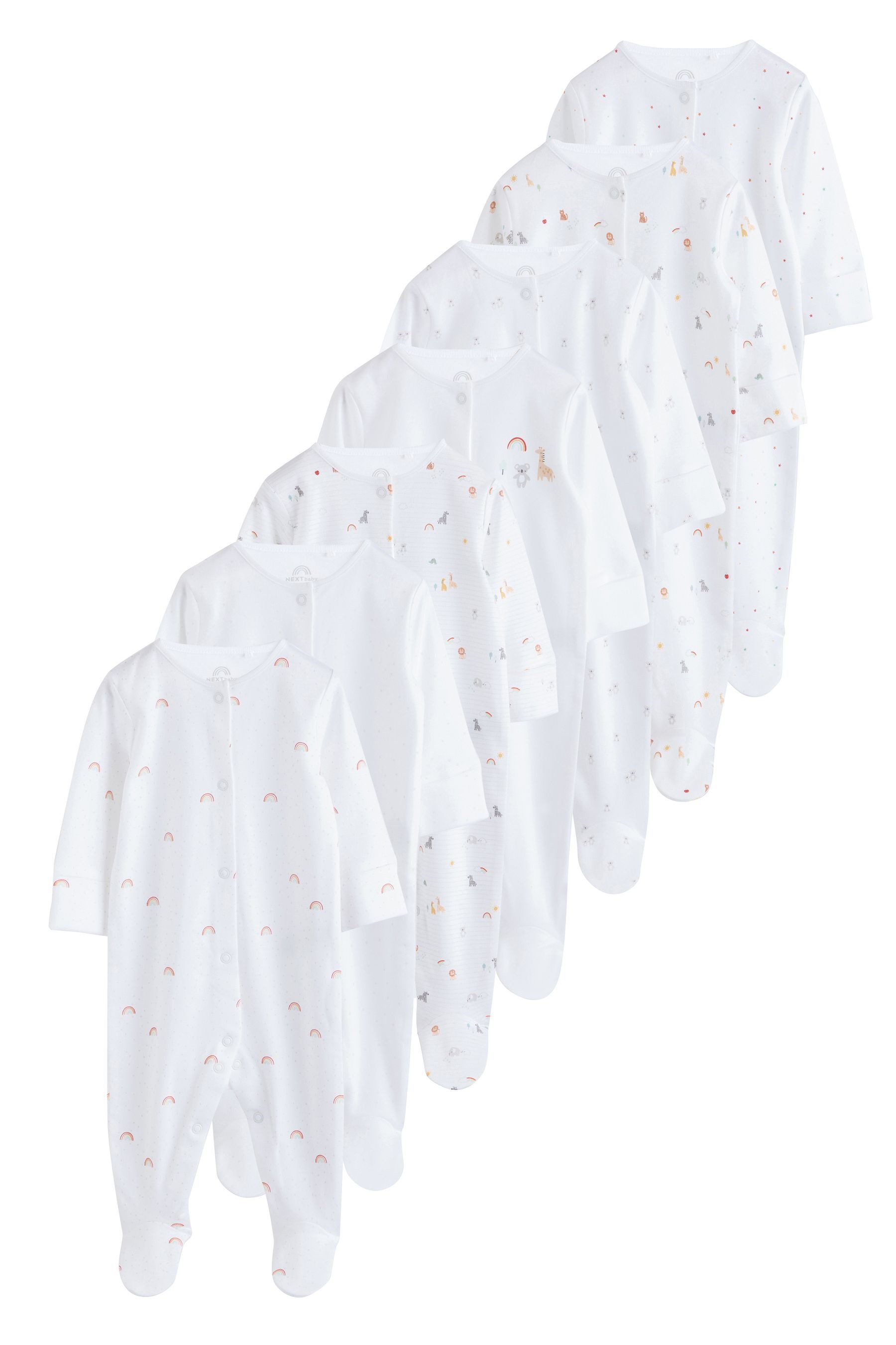 Next Schlafoverall 4er-Pack Babystrampler mit Druckknöpfen, 7er-Pack (7-tlg)