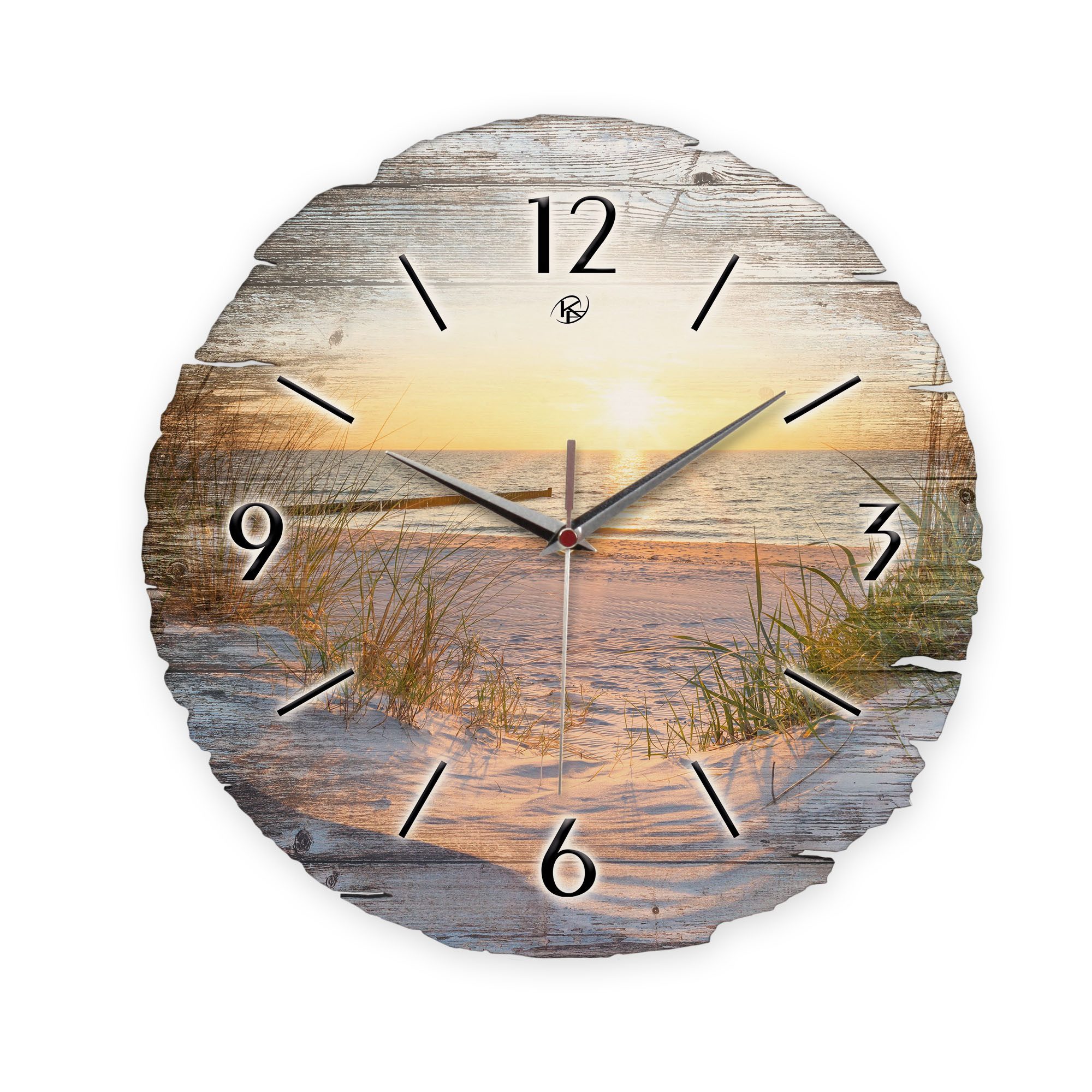 Kreative Feder Wanduhr Wanduhr "Strand" aus Naturholz (ohne Ticken, Funk- o günstig online kaufen