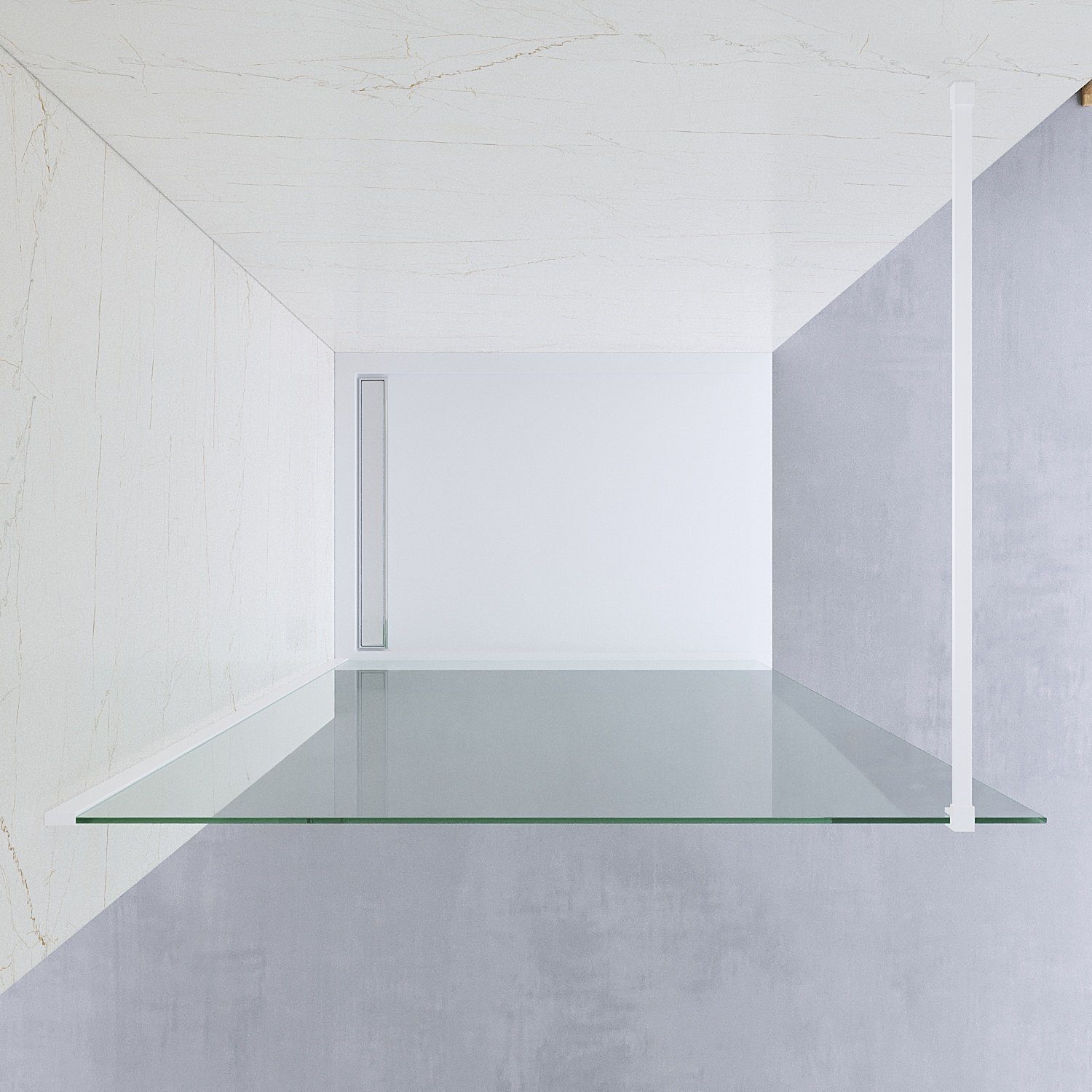 AQUABATOS Duschwand Duschabtrennung walk in Dusche Duschtrennwand Glasduschwände, 8 mm Einscheibensicherheitsglas (ESG), Aluminiumprofile in Gold/Weiß/Schwarz/Chromoptik/Grau, Klarglas,Lotuseffekt