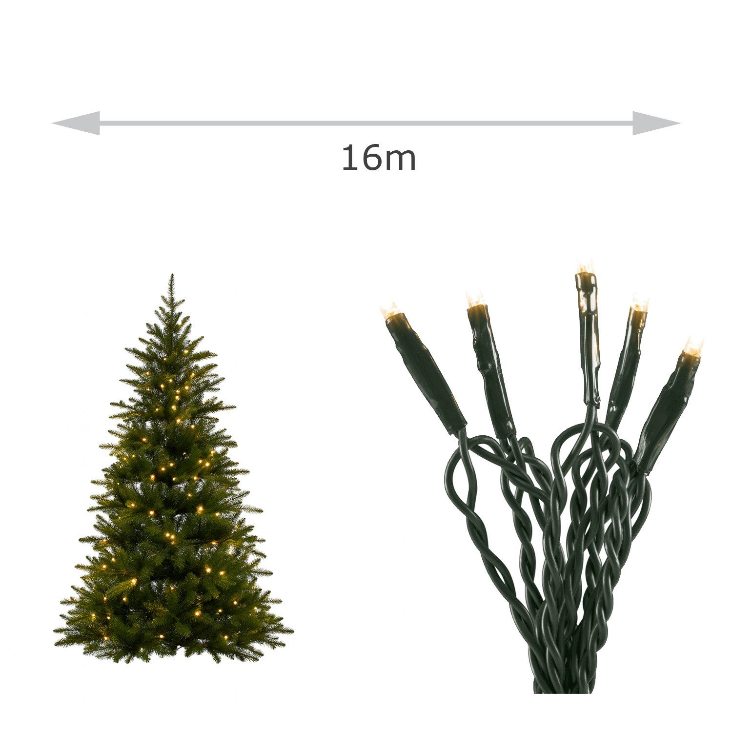 MARELIDA LED-Lichterkette Weihnachten 300 bernstein LED 8 Funktionen 16m für Außen, 300-flammig – Bild 3 von 5