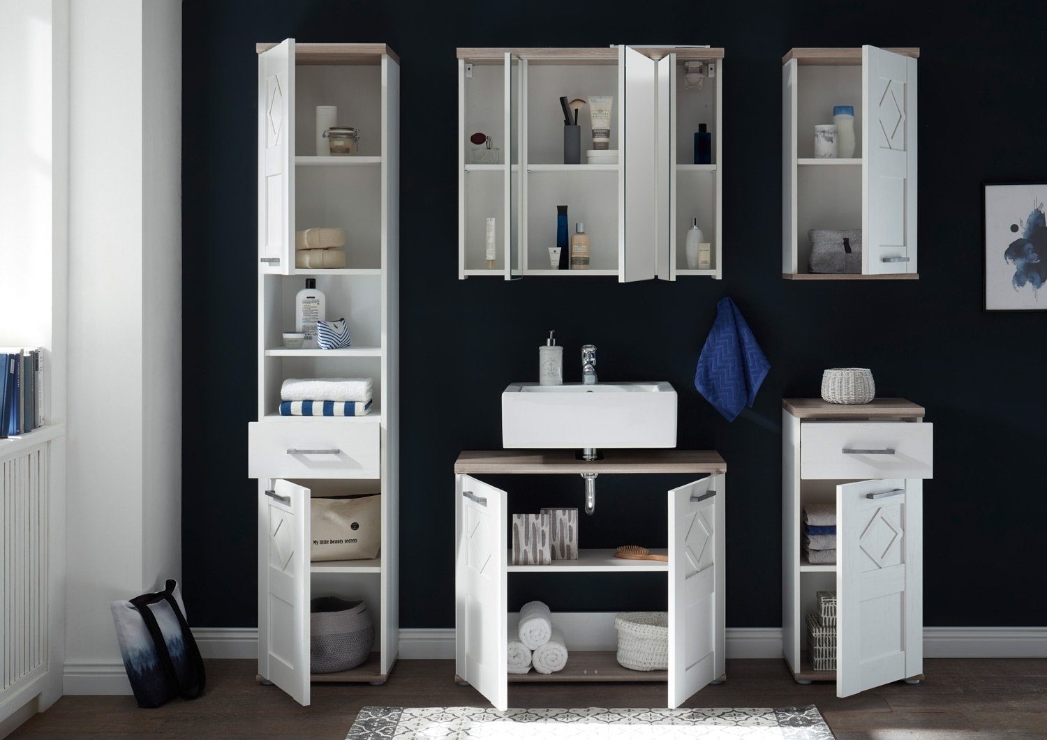 Vito Hängeschrank COUNTRY, Anderson Pinie Dekor, Nelson Eiche Dekor, (1-St) 1 Tür, 1 Einlegeboden, B 38 x H 67 x T 24 cm