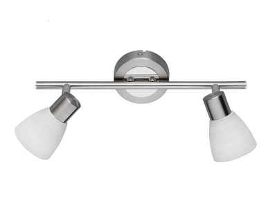 TRIO Leuchten LED Deckenstrahler, LED wechselbar, warmweiß, Deckenleuchte zweiflammig mit Glas Lampenschirm Treppenhaus, B: 34cm