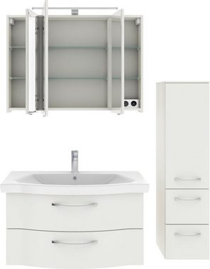 Saphir Badmöbel-Set 6005 Sprint 3-teilig, Keramik-Waschtisch mit LED-Spiegelschrank, (4-St), Midischrank, inkl. Türdämpfer, 4 Türen, 4 Schubladen, Bad-Set