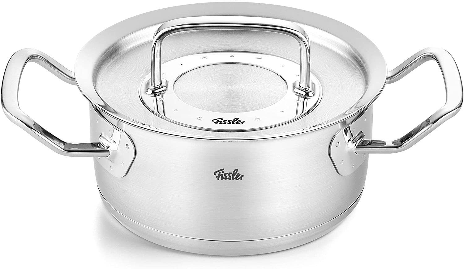 Fissler Bratentopf ORIGINAL-PROFI COLLECTION® Bratentopf, Edelstahl 18/10 (2-tlg), mit breitem Schüttrand, Kaltmetallgriffen. Made in Germany