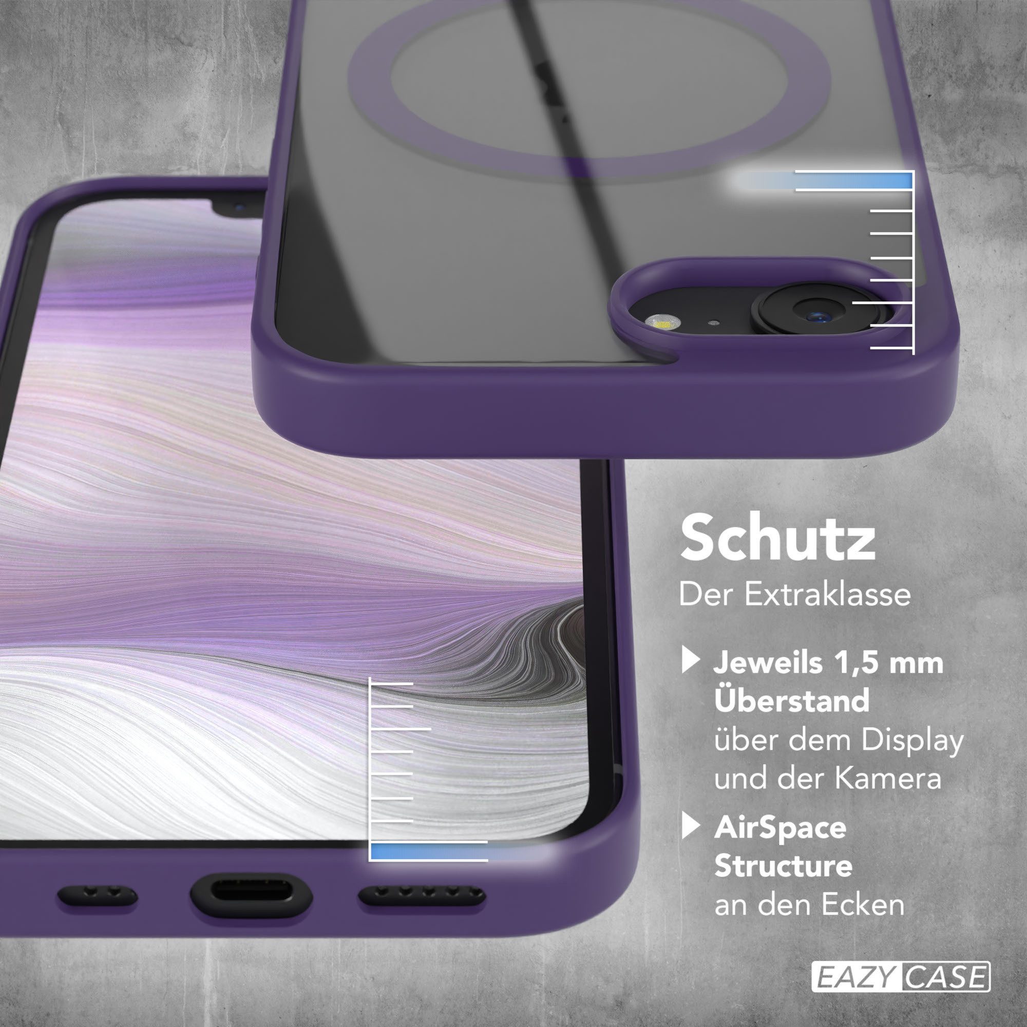 EAZY CASE Handyhülle Transparente Hülle mit MagSafe für iPhone 17e 6,1 Zoll, Hülle mit Kameraschutz, Smart Case kompatibel mit Magsafe, Violett – Bild 4 von 5