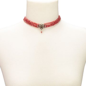 Alpenflüstern Collier Trachten-Perlen-Kropfkette Hedwig (korallen-rot), - nostalgische Trachtenkette Damen-Trachtenschmuck Dirndlkette