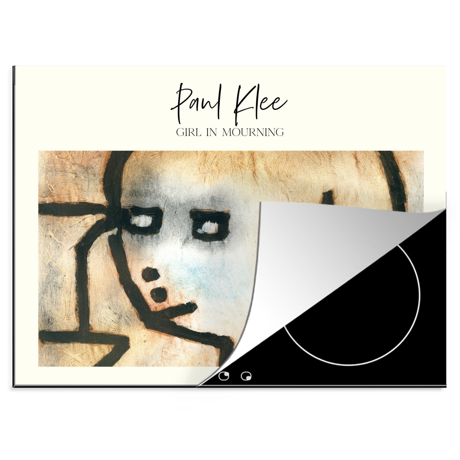 MuchoWow Kunst Paul 70x52 Ceranfeldabdeckung - Trauerndes cm, Mädchen, (1 Vinyl, tlg), - Arbeitsfläche Klee Mobile nutzbar, Herdblende-/Abdeckplatte