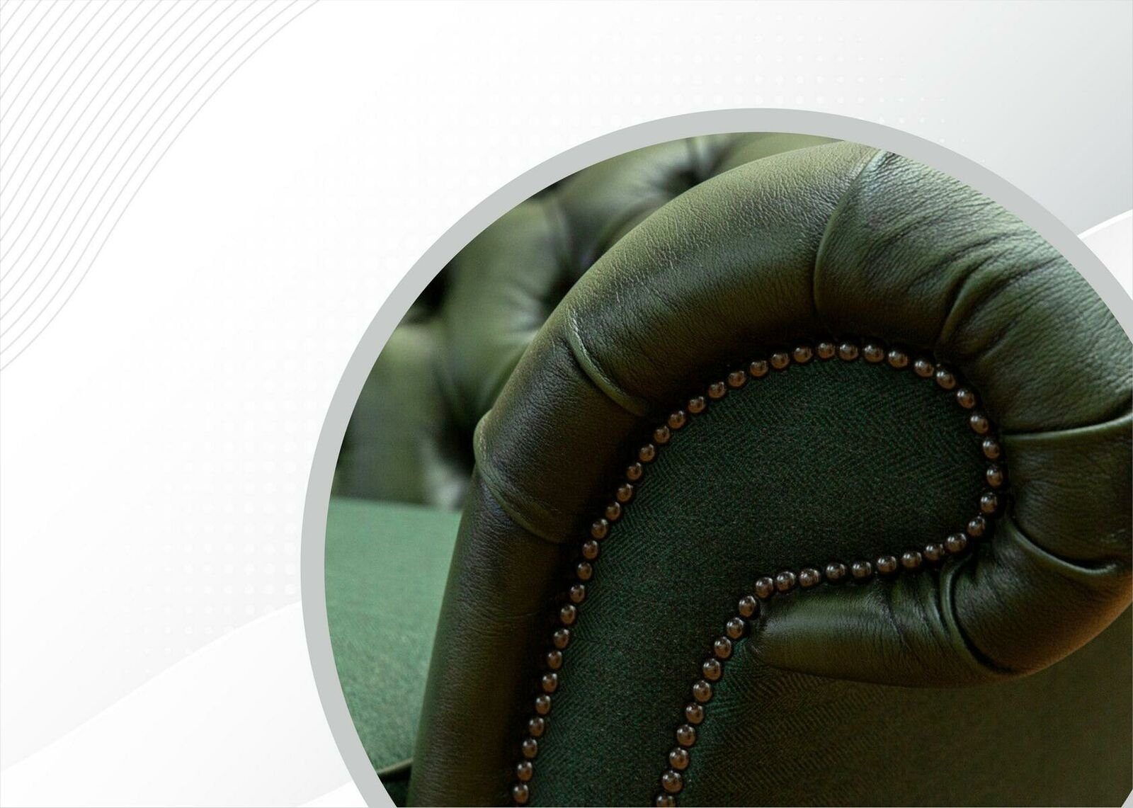 Chesterfield-Sofa Modern Neu, Luxus Europe Design Leder Made in Chesterfield JVmoebel Grün 3Sitzer