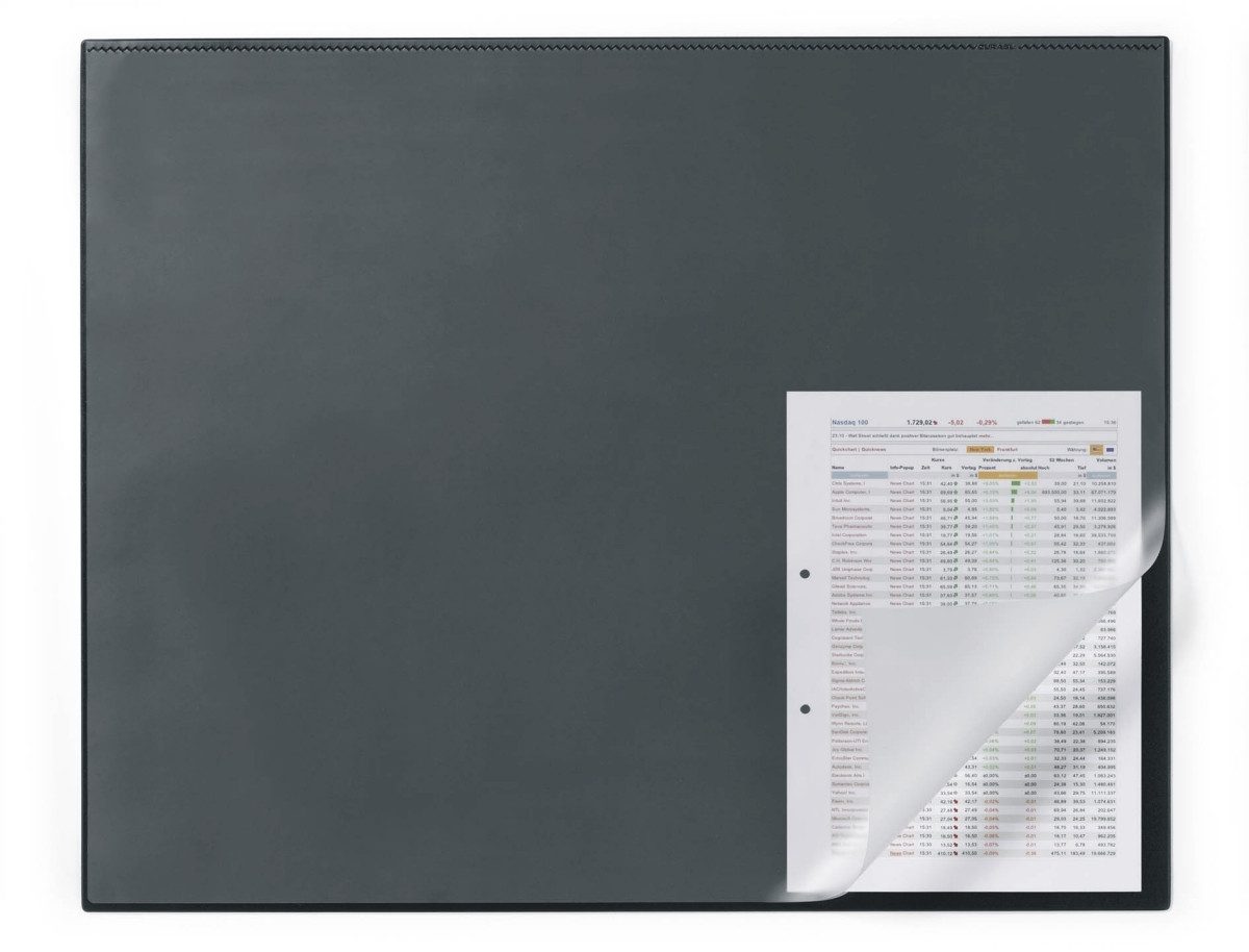 DURABLE Schreibtischunterlage Schreibunterlage 65x50cm mit Kantenschutz schwarz Packung mit 5 Stück