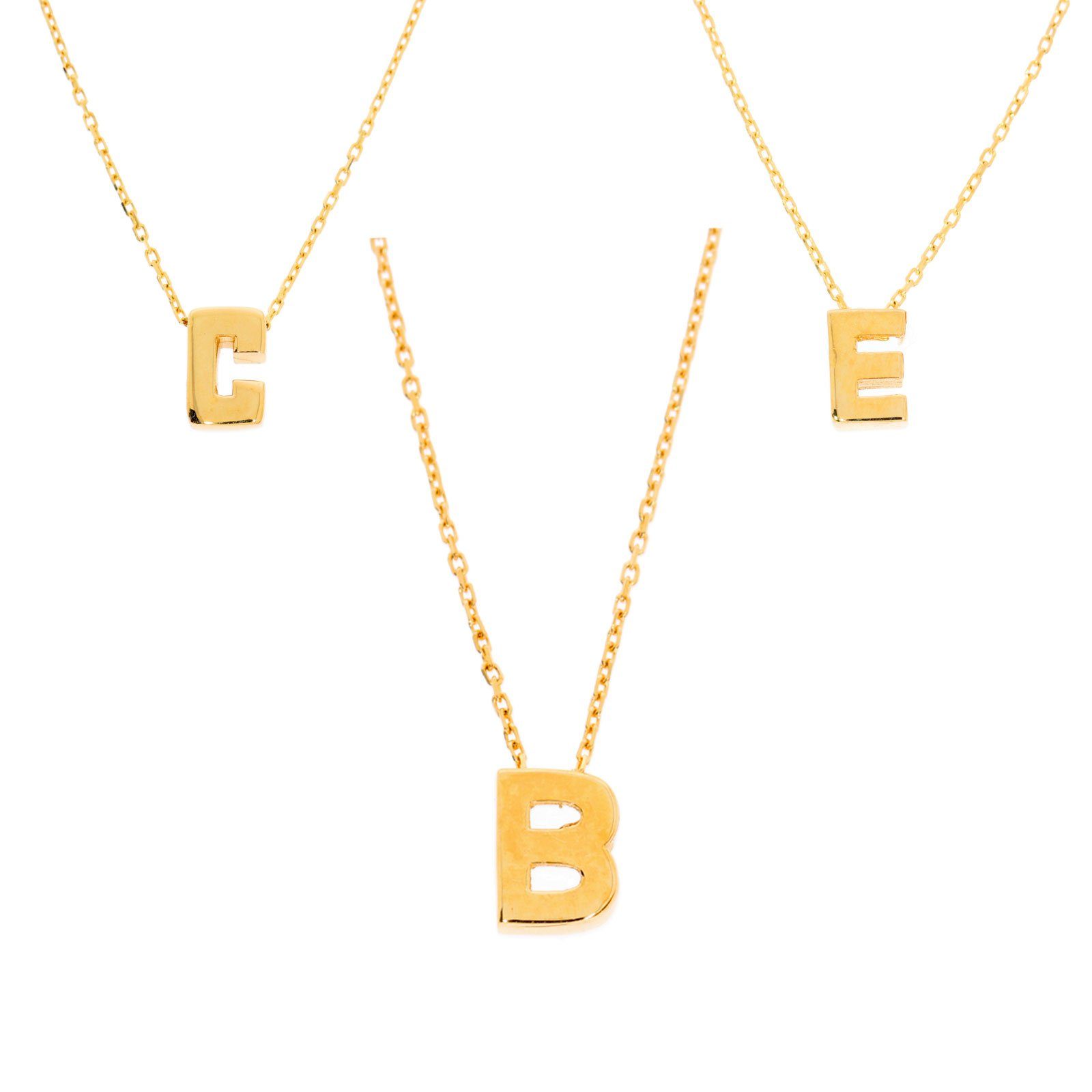 Herren Schmuck Stella-Jewellery Kette mit Anhänger 585er Gold Halskette mit Buchstaben Anhänger (inkl. Etui), Buchstaben Anhänge