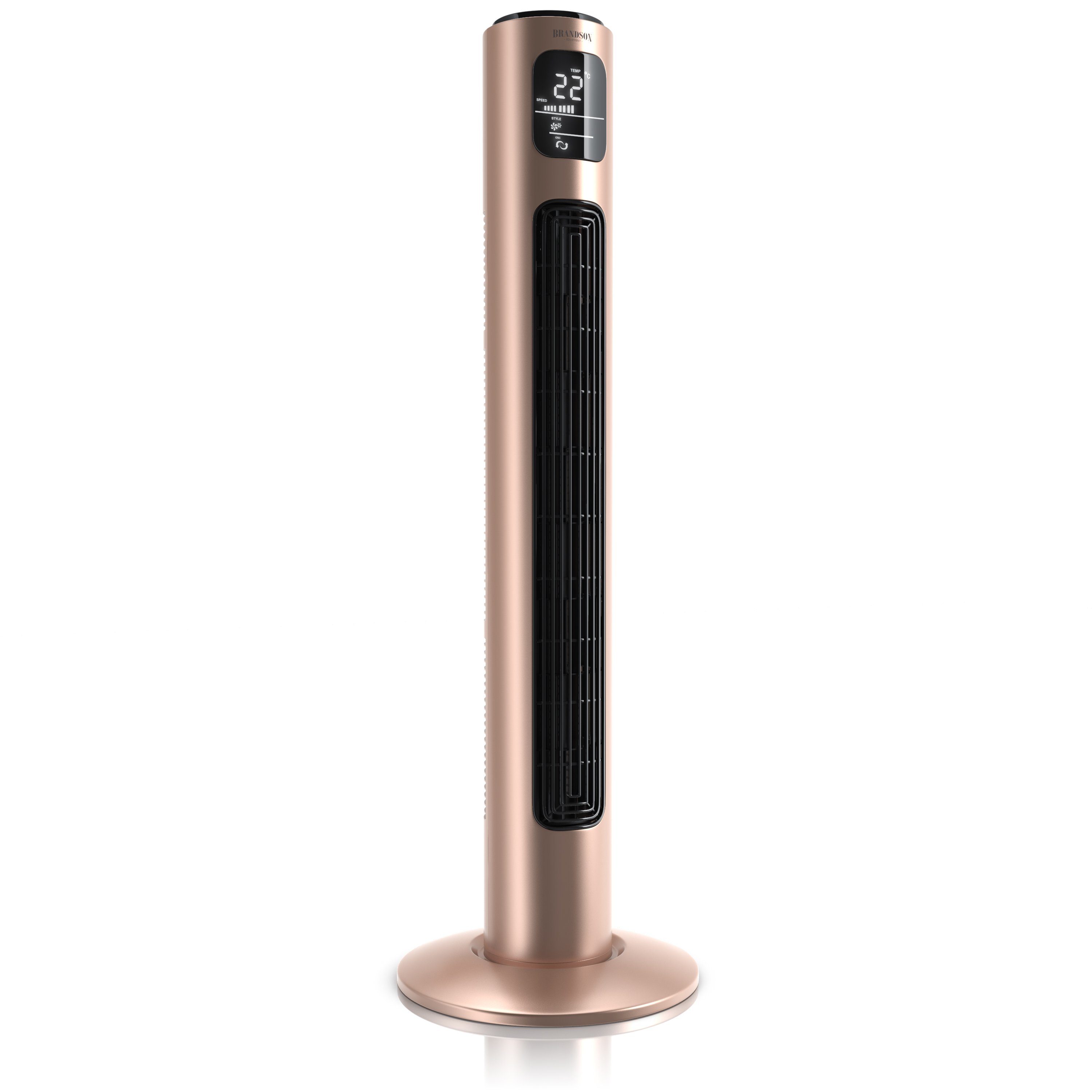 Brandson Turmventilator mit Fernbedienung LED-Display & Oszillation schwarz/rose 