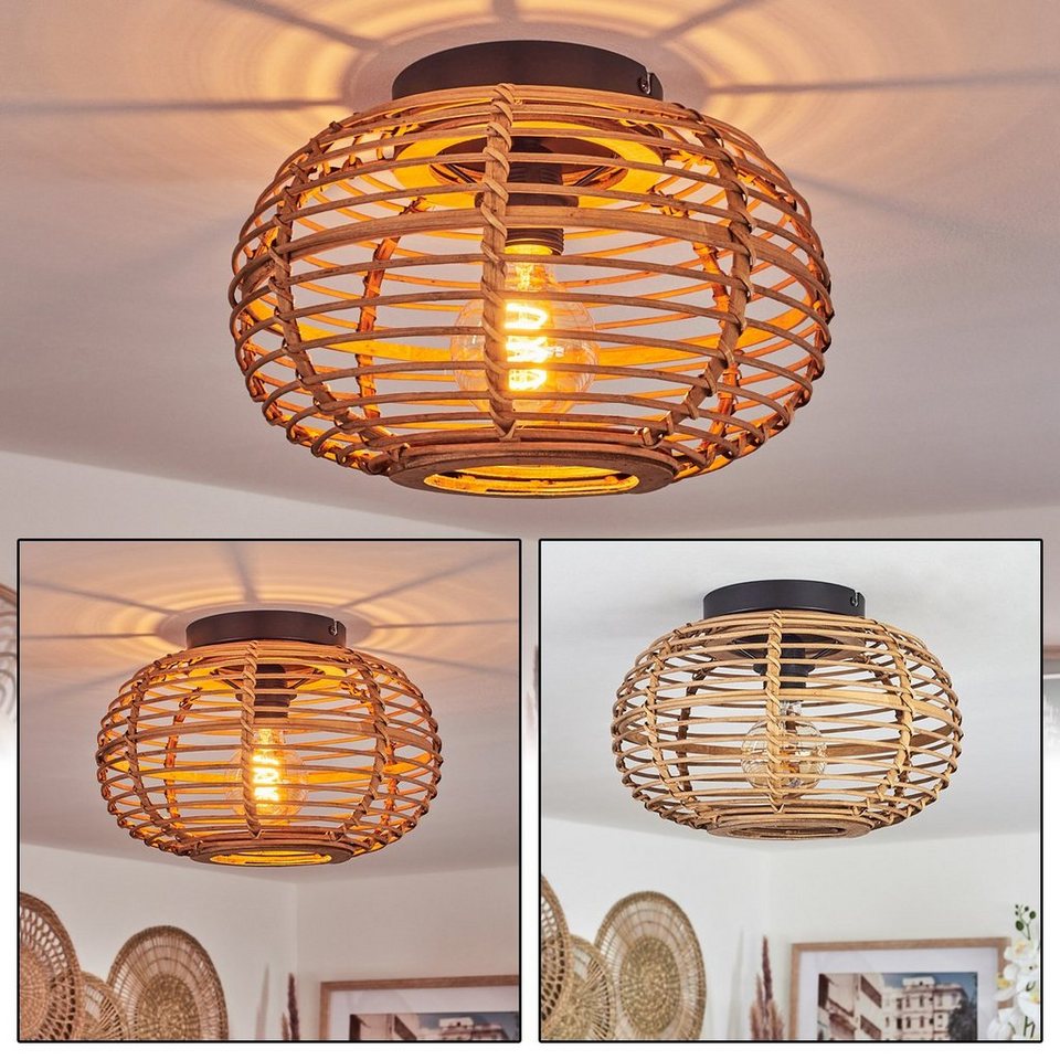 in moderne Leuchte 1x Boho-Style ohne Lichteffekt, hofstein Leuchtmittel, aus (32cm) Deckenleuchte Deckenlampe Schwarz/Natur, Metall/Bambus im mit tollem