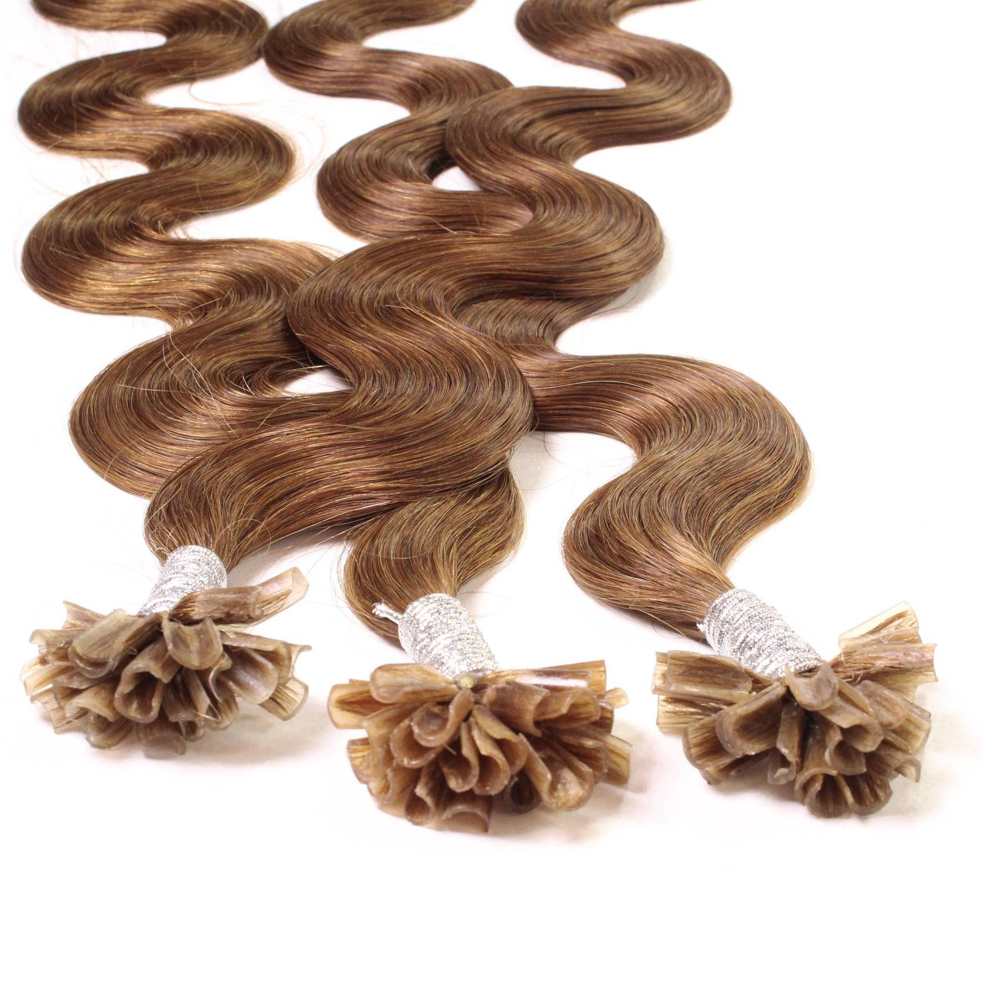 hair2heart Echthaar-Extension Bonding Extensions gewellt #8/03 Hellblond Natur-Gold 0.5g 40cm
