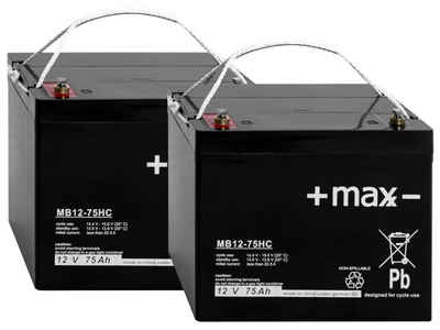 +maxx- 2x 12V 75Ah passend für Mobil Eurosprint Rollstuhl AGM Bleiakkus, zyklenfest