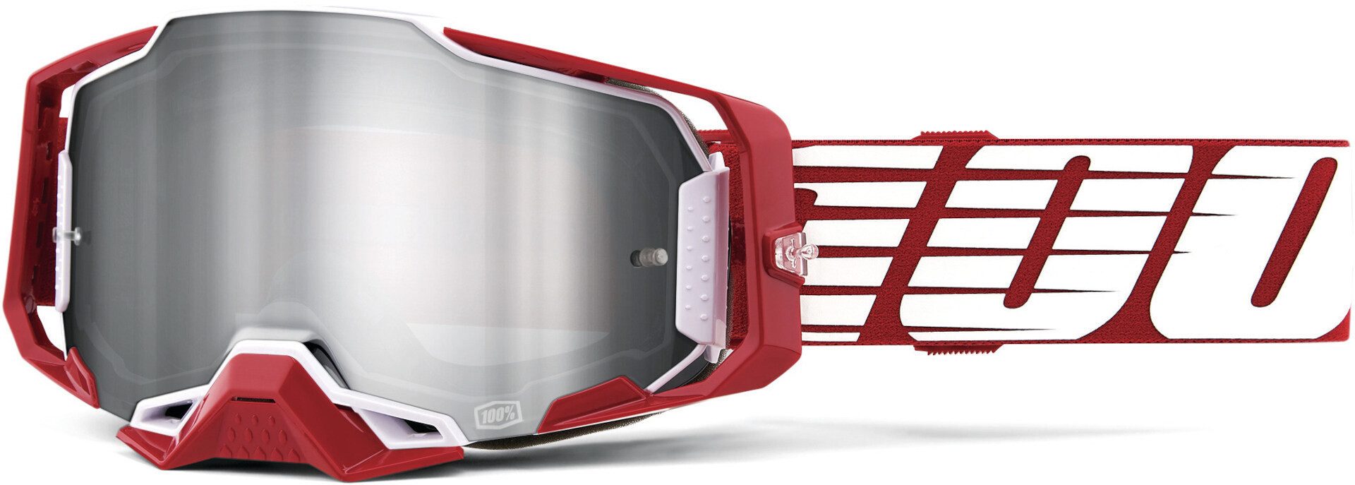 100% Motorradbrille Armega Essential Chrome Motocross Brille, Mit Band,Verspiegelt