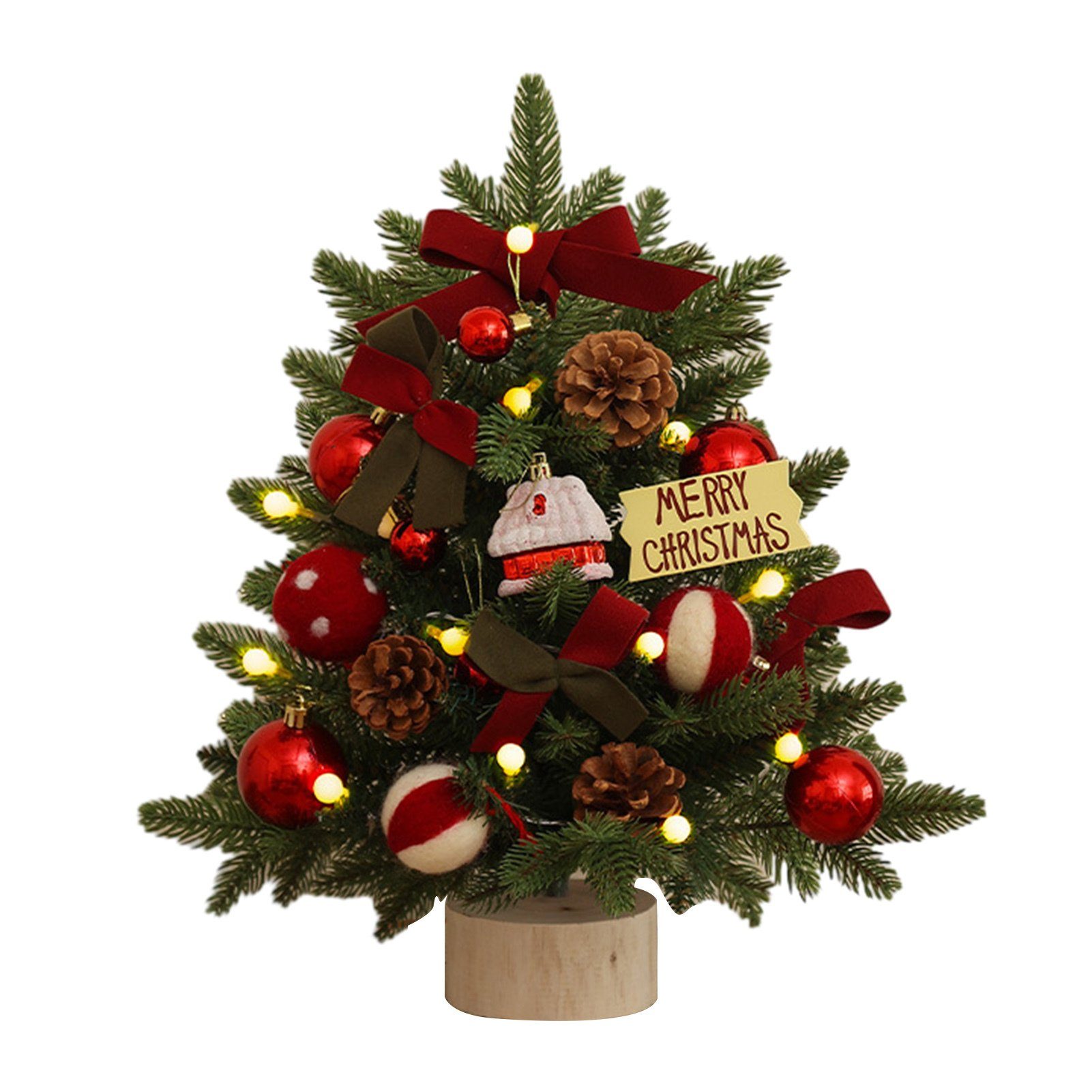 Blusmart Künstlicher Weihnachtsbaum Kleiner 45 Cm Großer Tisch-Weihnachtsbaum Mit Mehrfarbigem Dekor, Künstlicher Weihnachtsbaum red