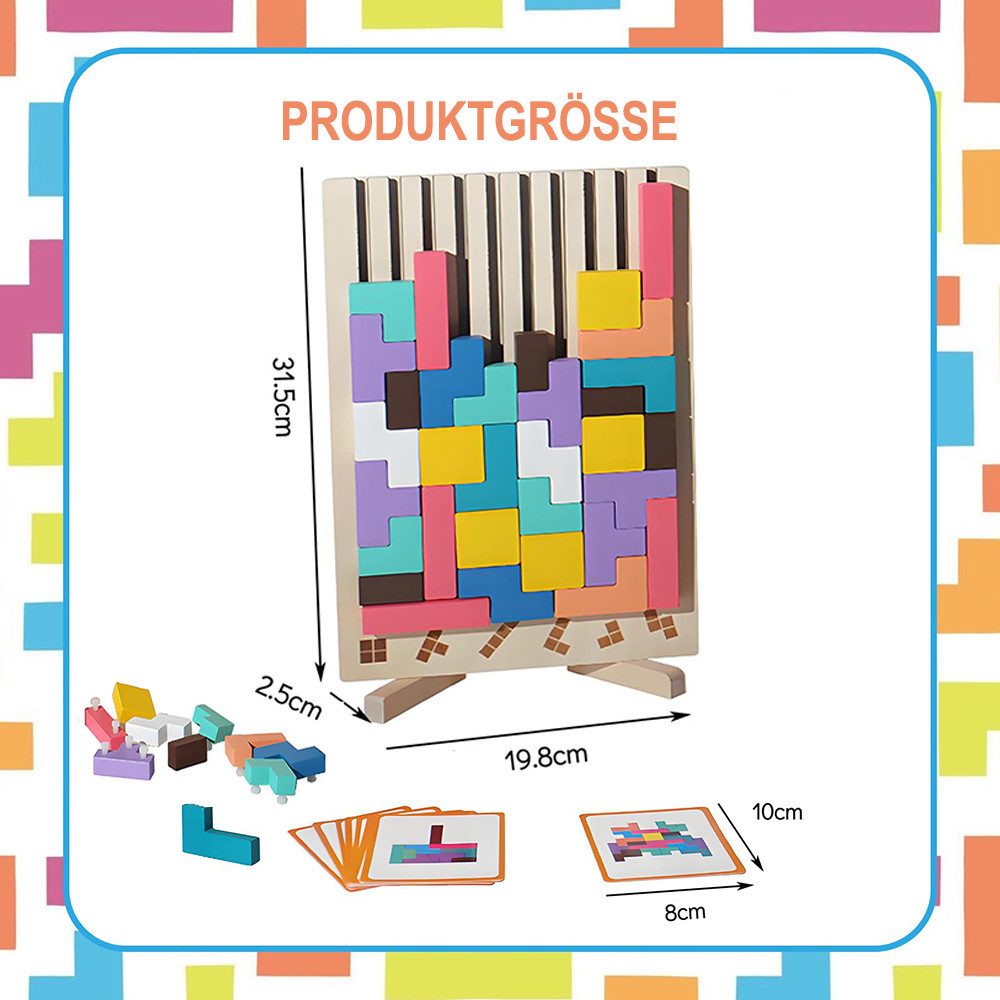 CLTYQ Puzzle Tetris Holzspiel für Kinder ab 3 Jahren, Montessori Lernspielz günstig online kaufen