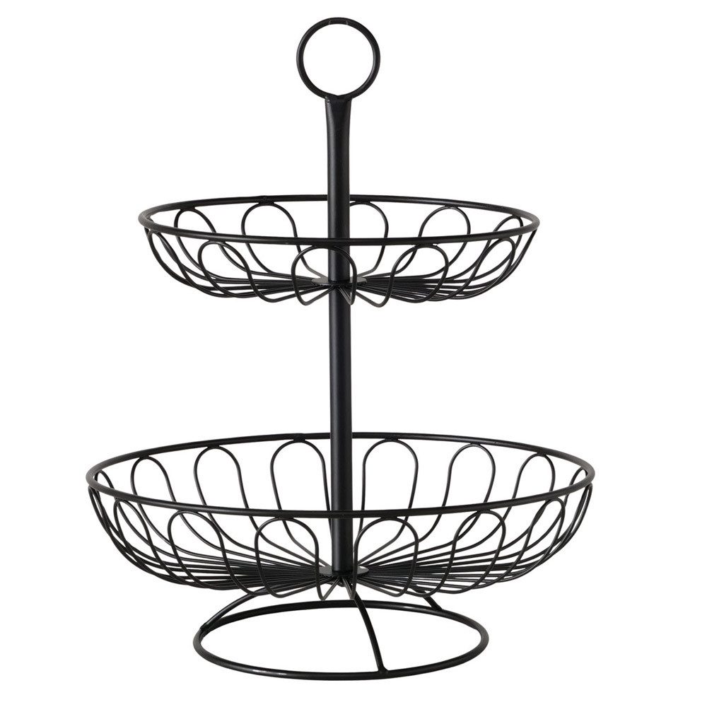 BOLTZE Etagere Etagere QUINCY schwarz aus Metall H35cm Drahtetagere Metalletagere mod