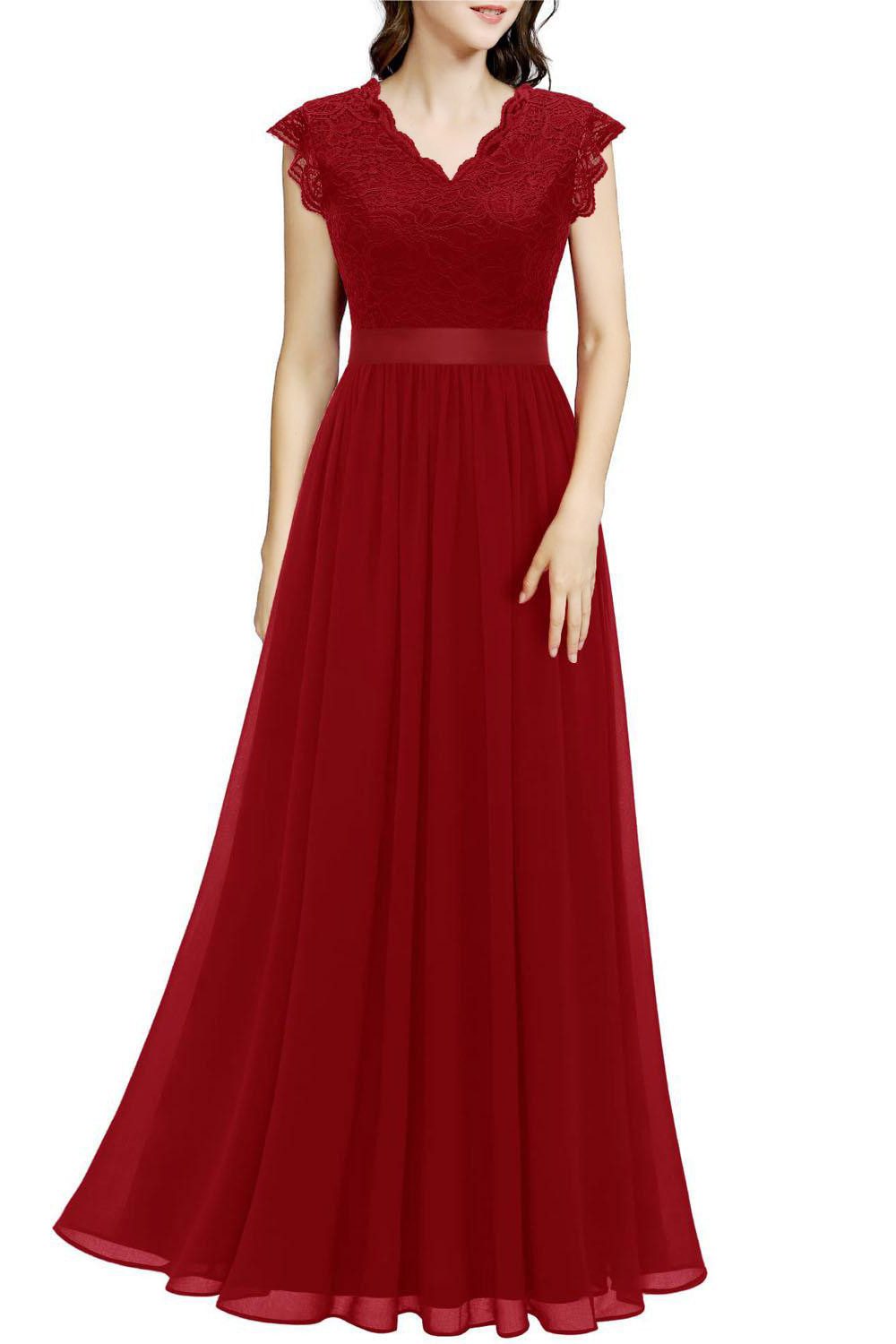 Ciskotu Abendkleid Damen kurze Ärmel V-Ausschnitt Cocktailkleid Slim-Fit Abendkleider Freizeit einfarbig Partykleider Hohe Taille spitze Sommerkleider