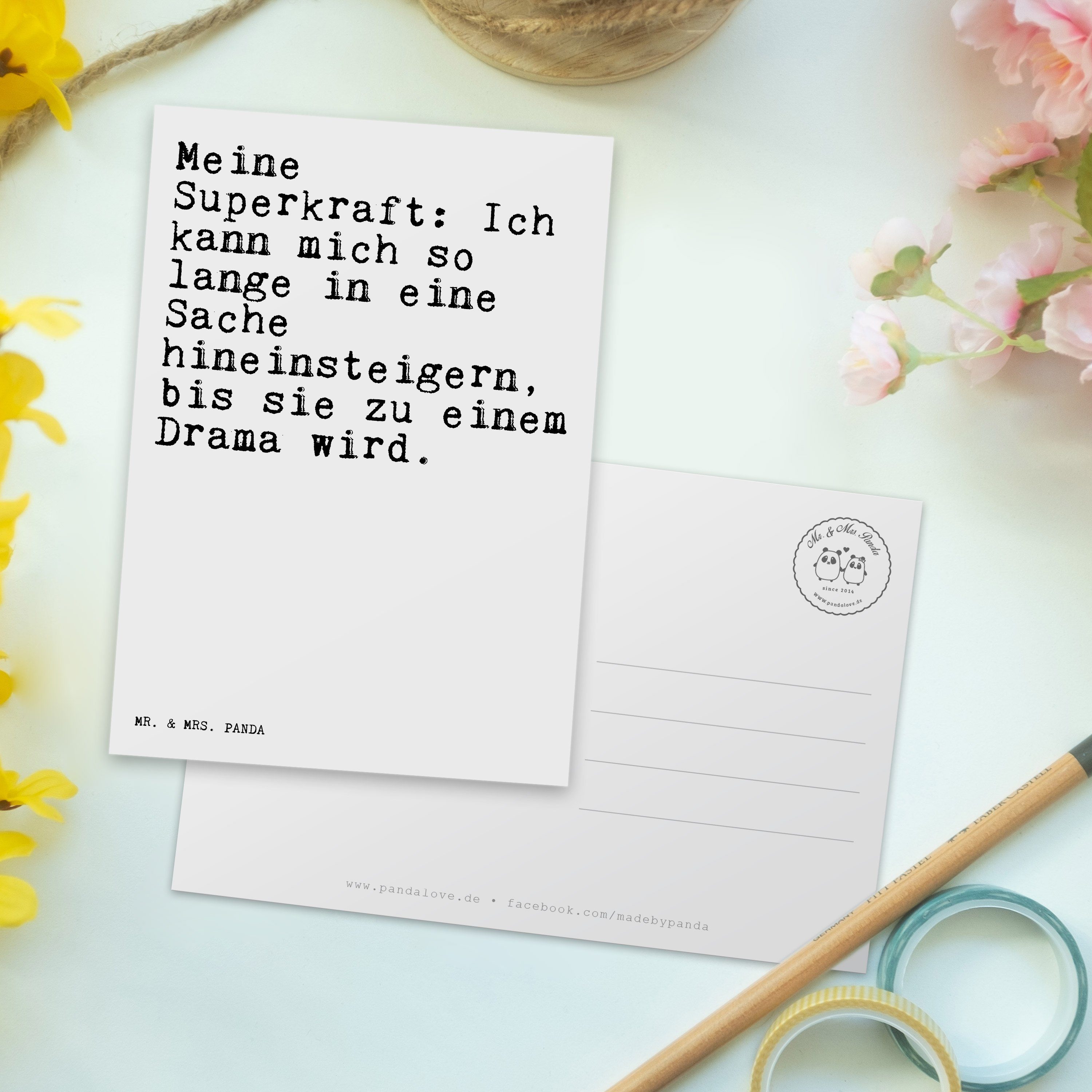 Panda & Weiß Superkraft: Hausfrau, - Ich Postkarte Mrs. Geschenk, Mr. Weisheiten kann... - Meine