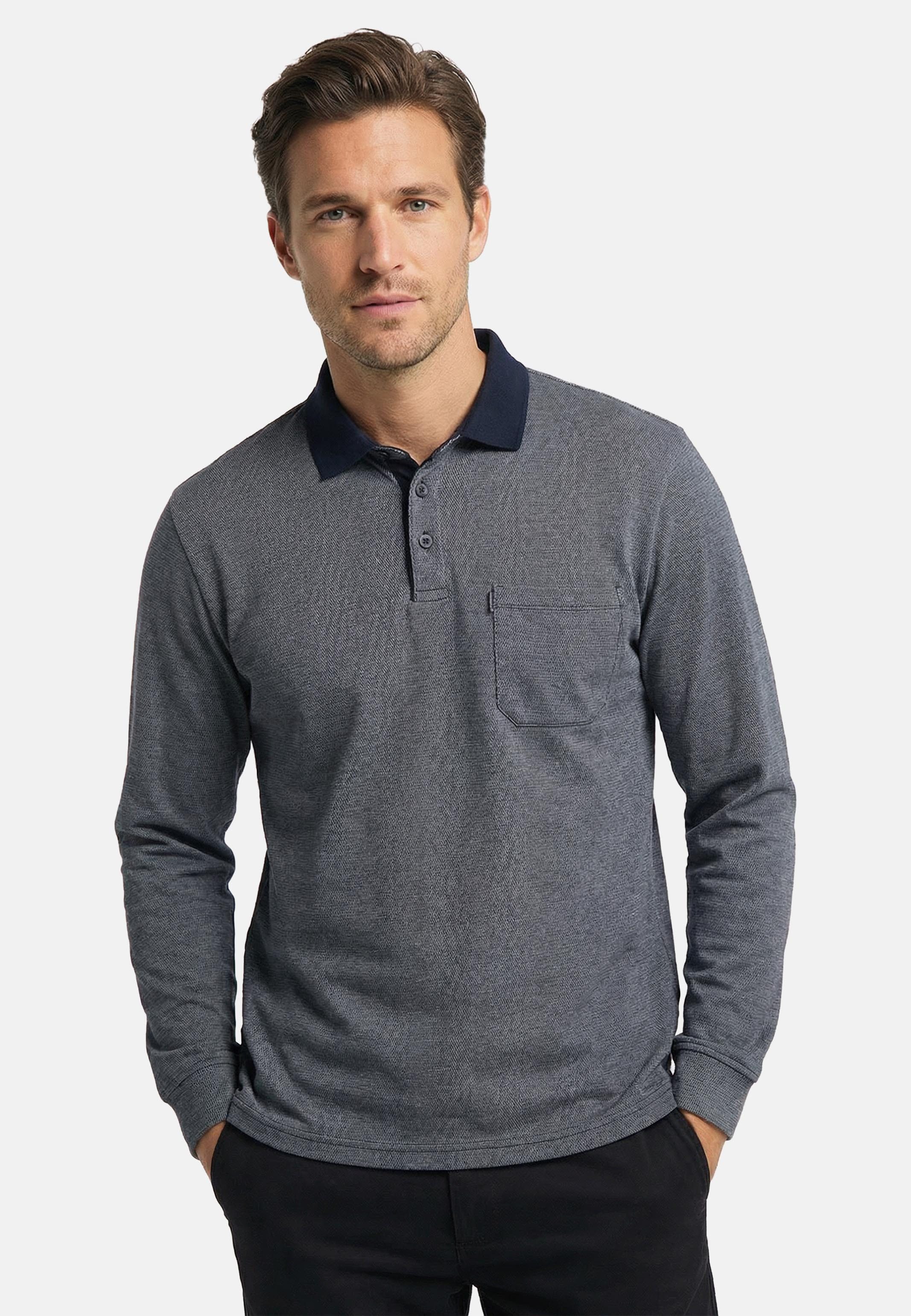 CASAMODA Langarm-Poloshirt Basic (1-tlg) Poloshirt - Baumwolle - Atmungsaktiv - Normale Passform