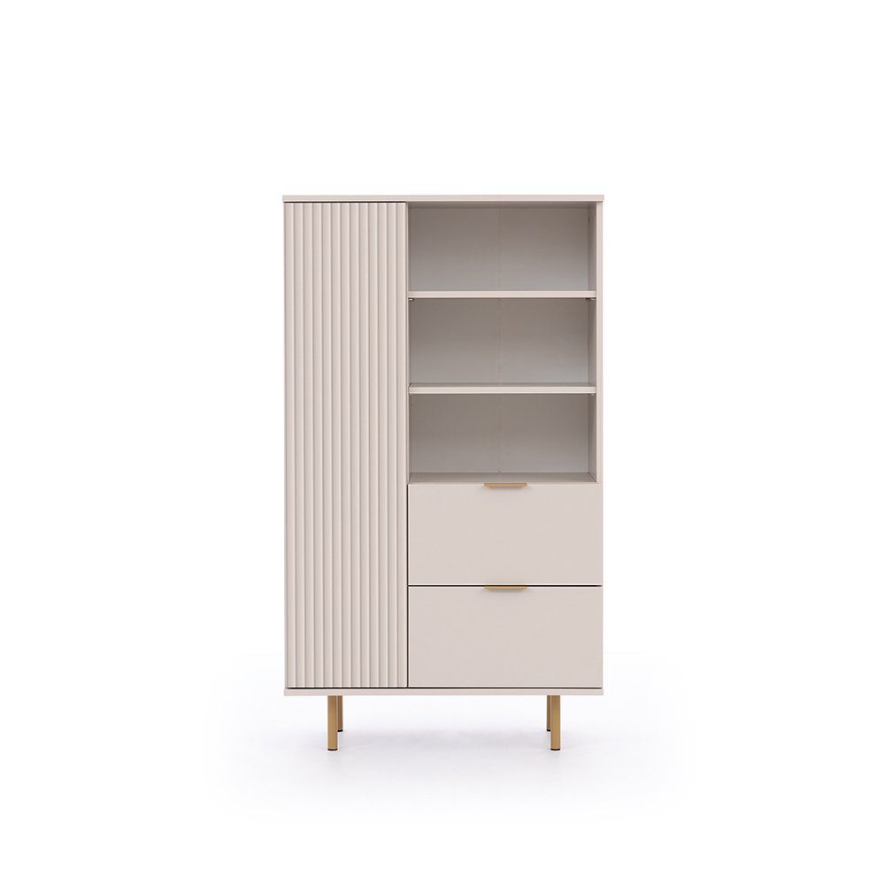 Lomadox Highboard NADOR-132, in Kaschmir, goldfarbene Metallgriffe und -füße