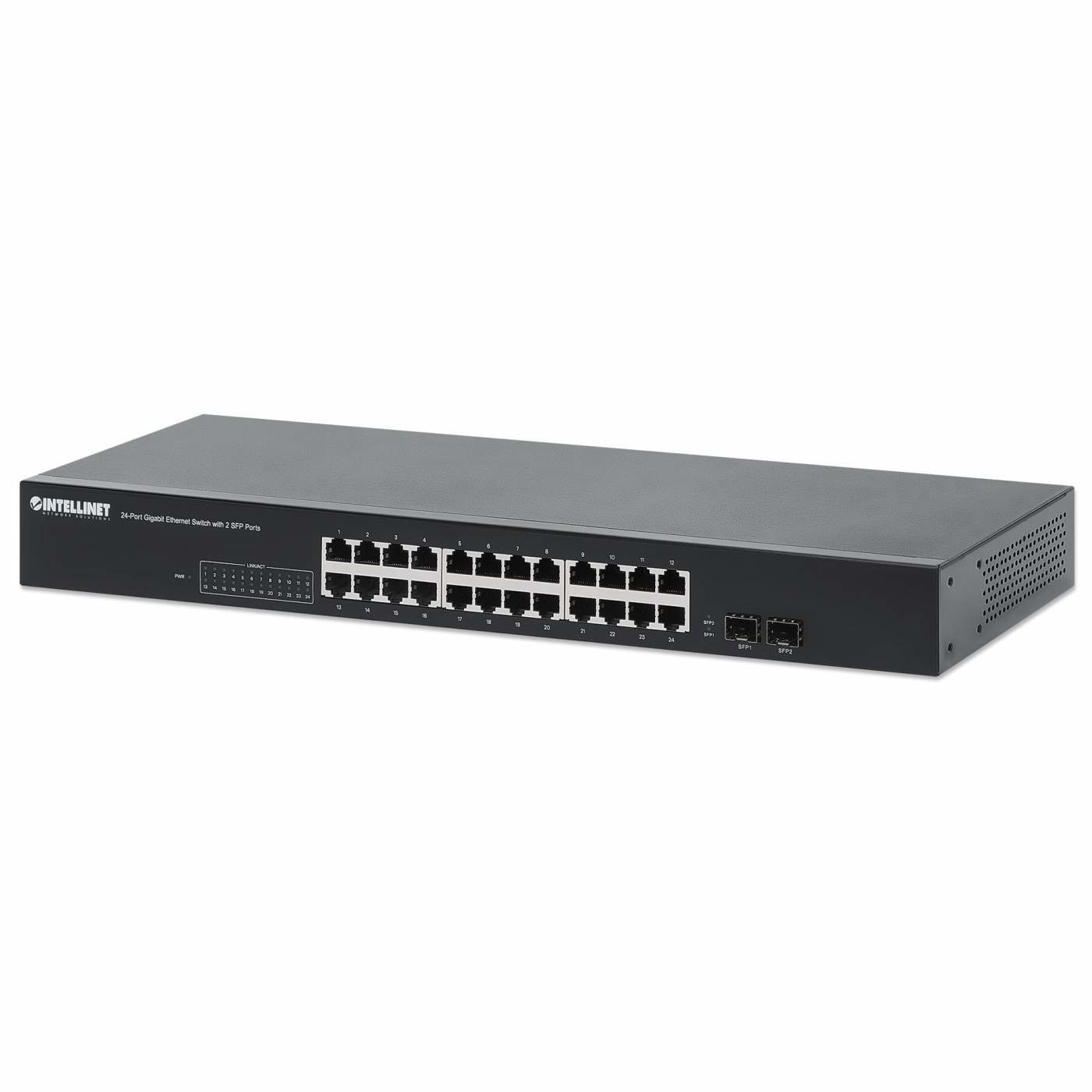 Switch 24-Port Gigabit Netzwerk-Switch Intellinet mit Ethernet Intellinet 2SFP Ports