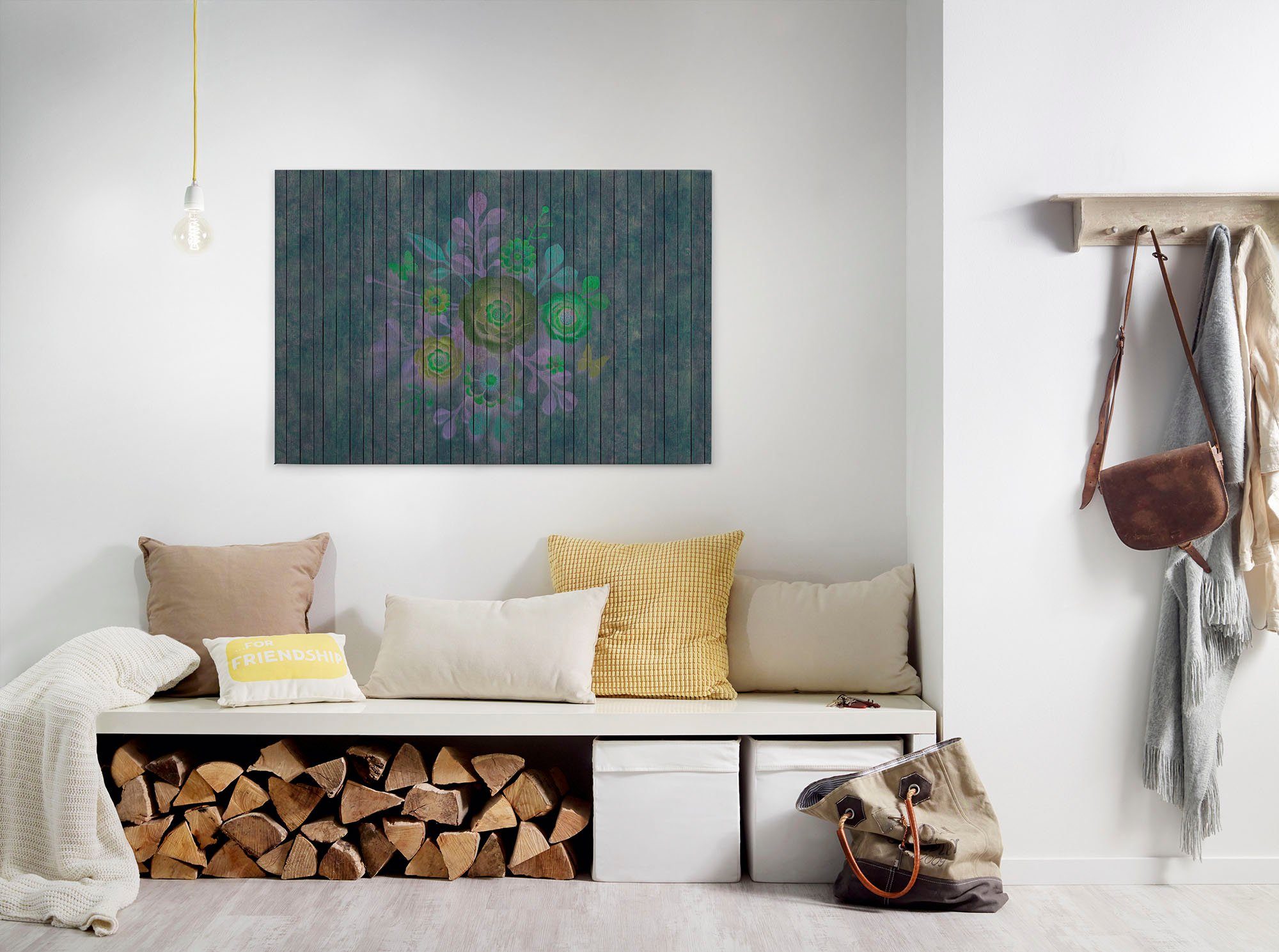 A.S. Création Leinwandbild spray bouquet, Blumen, Kinder, Kunst (1 St), Keilrahmen Holz Blumen Floral Grafitti Leinwand-Bild Wohnzimmer modern