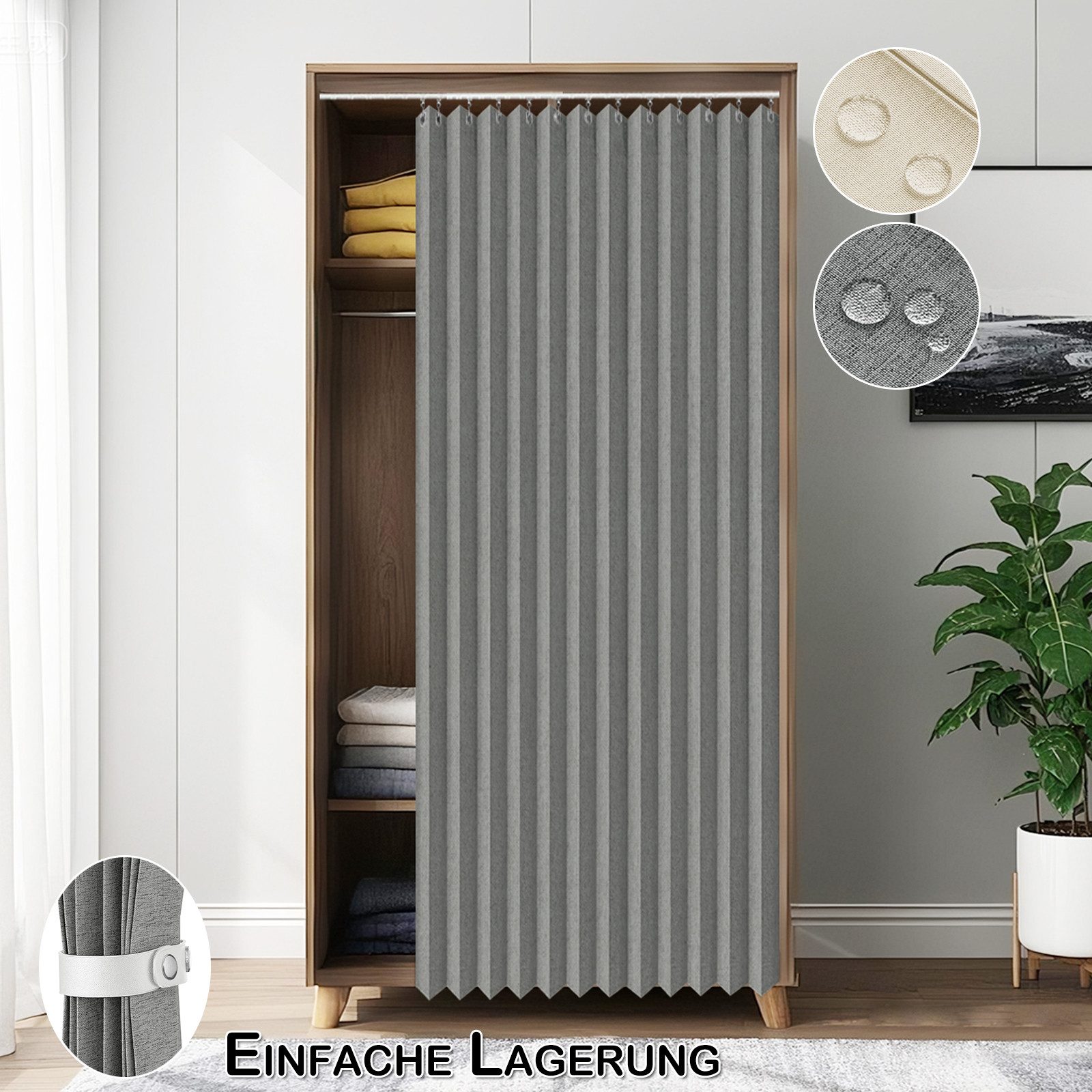 Jibenhome Vorhang Türvorhang Wasserdichter Vorhang für Schlafzimmer,Sichtschutzvorhang (1 St), abdunkelnd, Raumteiler Terrassenvorhang mit Haken,für Küche Wohnzimmer