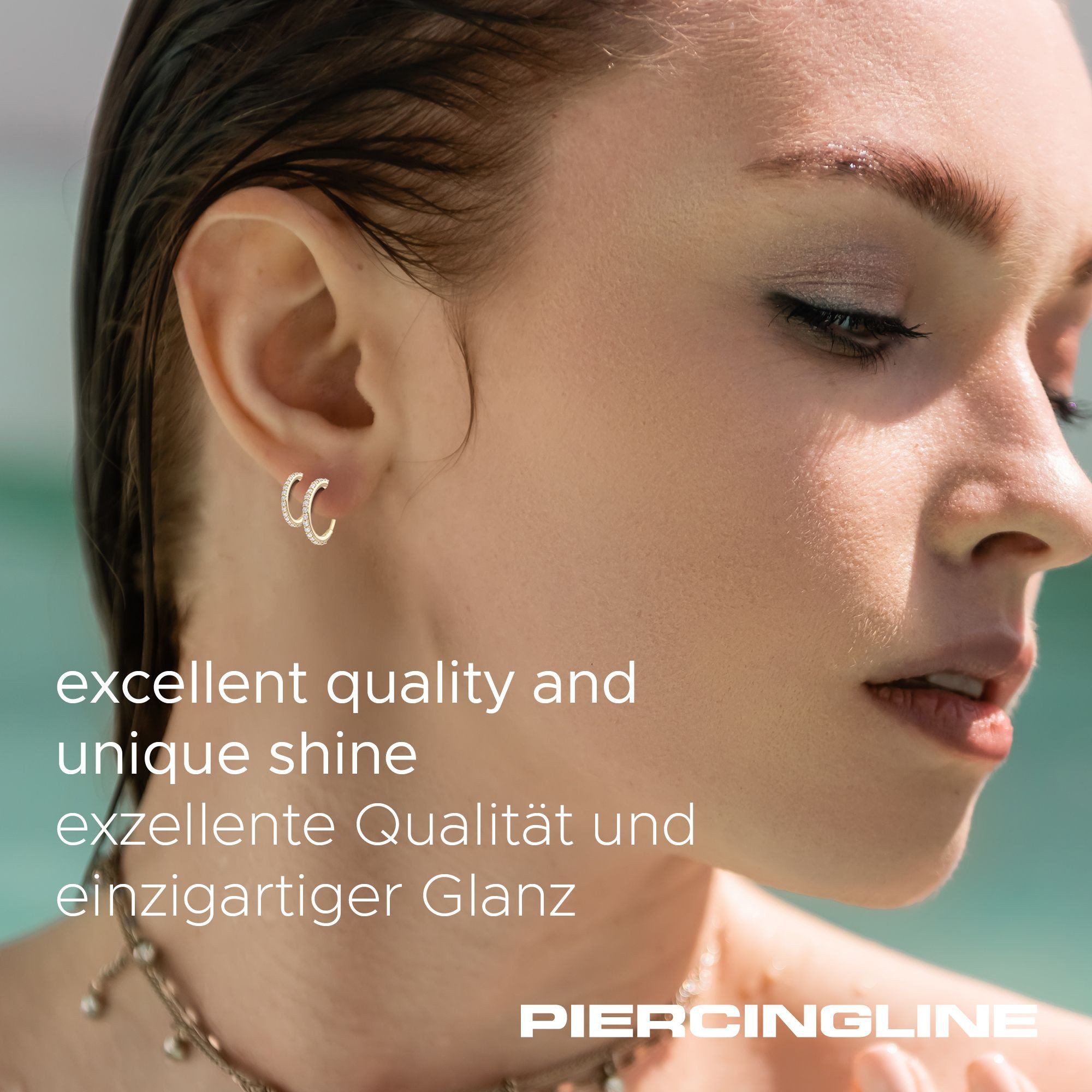 FILANGO Paar Creolen 14/18 Karat Gold Ohrclicker Creolen EINGEFASSTE MOISSANITE (Creolen, 1-tlg)
