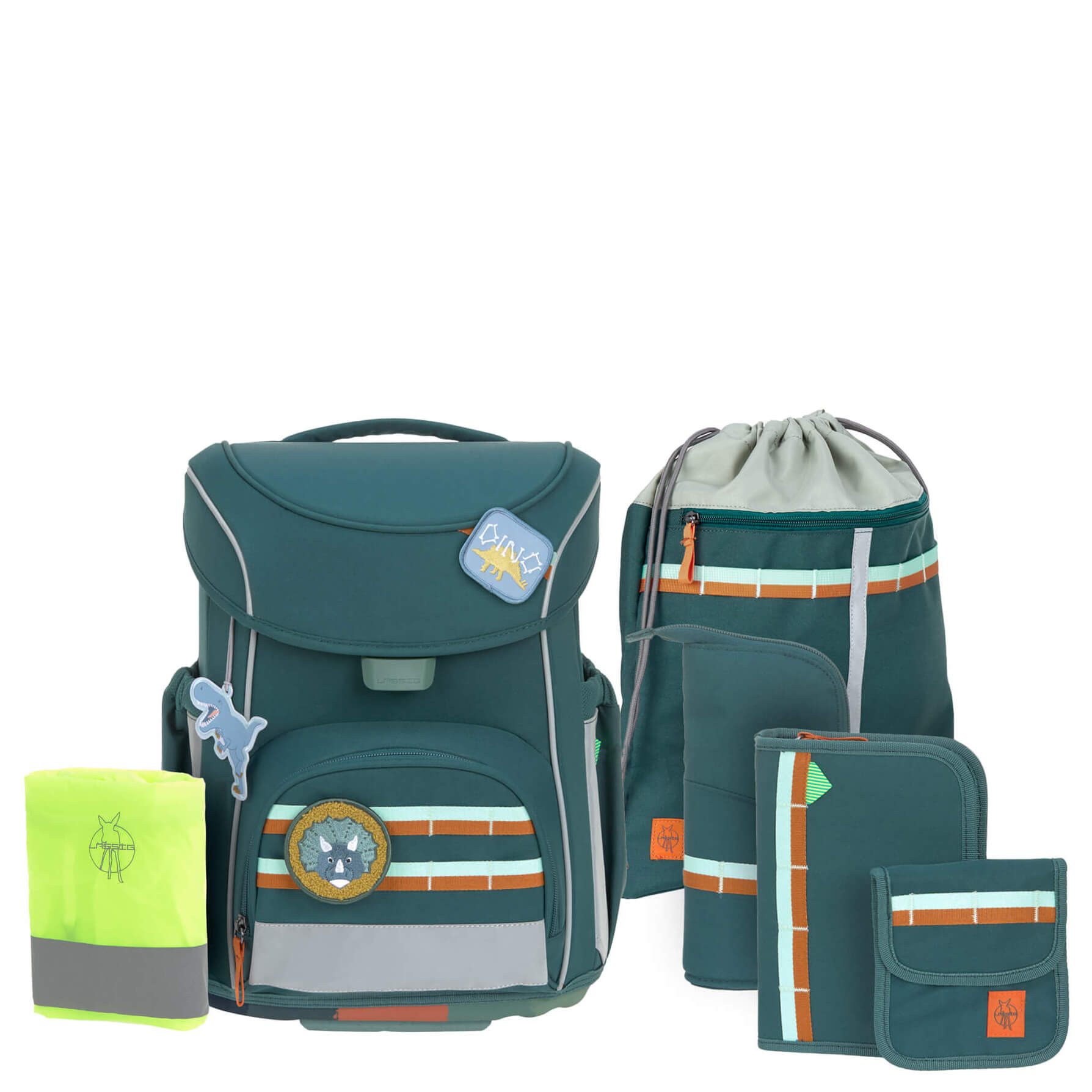 LÄSSIG Schulranzen School Set Slim Unique - Schulranzen Set 7tlg. (Dark Green)