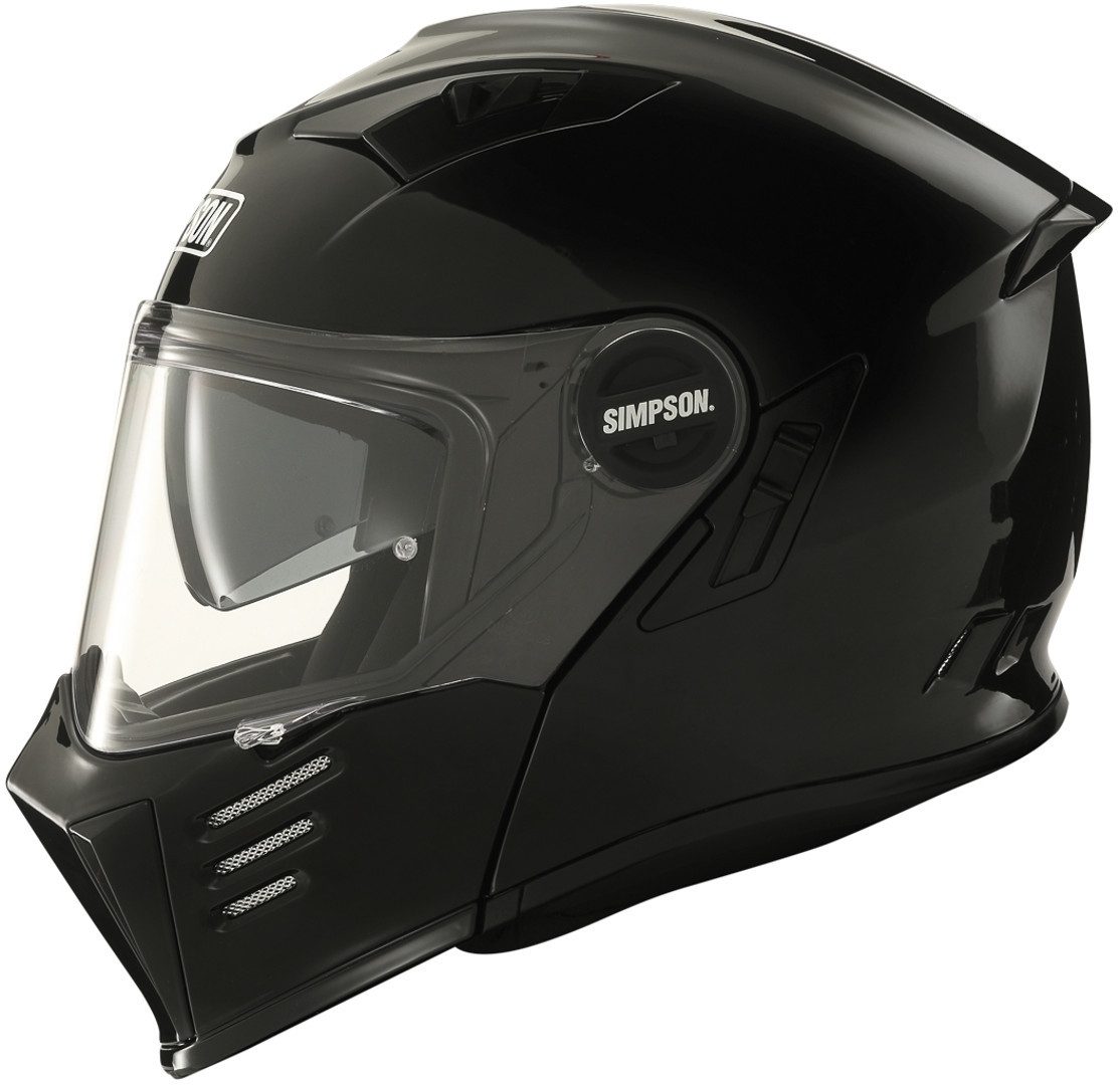 Simpson Motorradhelm Darksome Solid 06 Klapphelm, integriertes Sonnenvisier,vorbereitet für Kommunikationssystem
