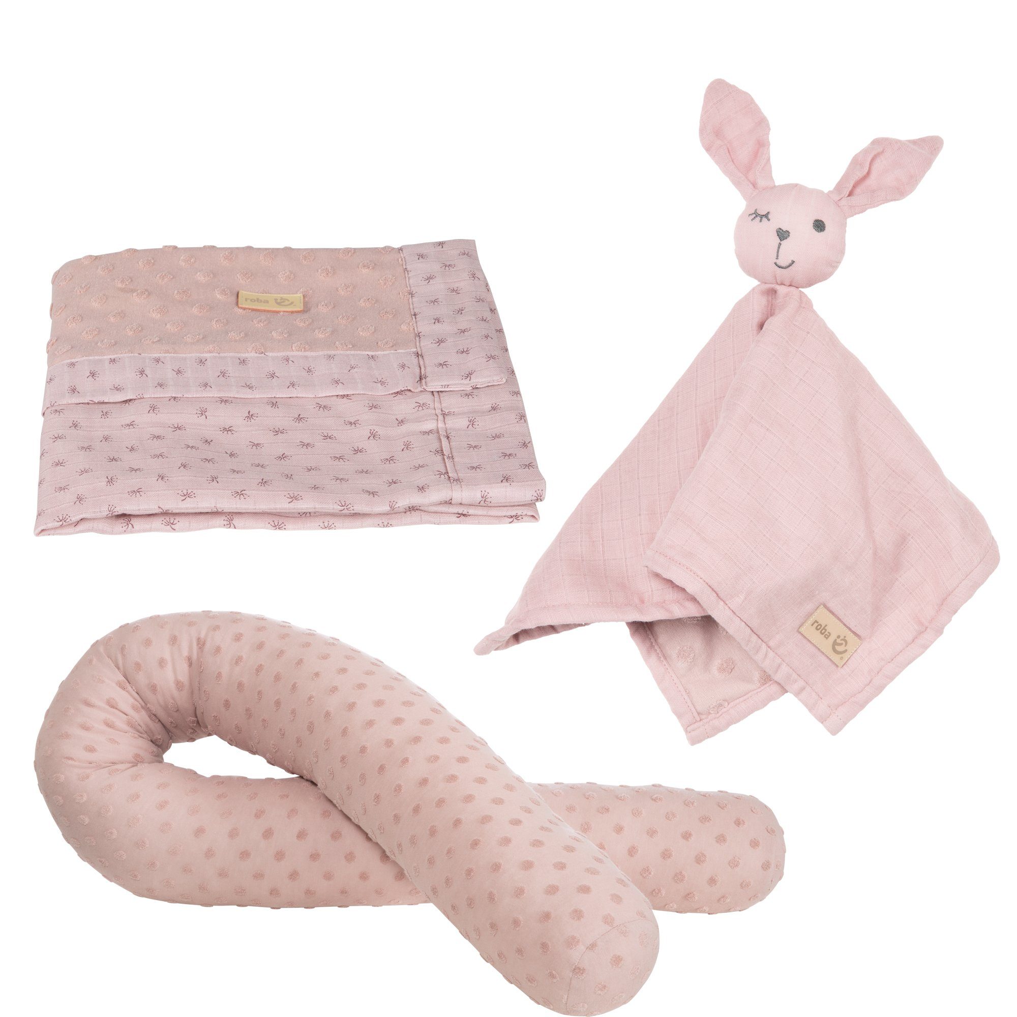 roba® Neugeborenen-Geschenkset Lil Planet Bettschlange, Babydecke & Schmusetuch