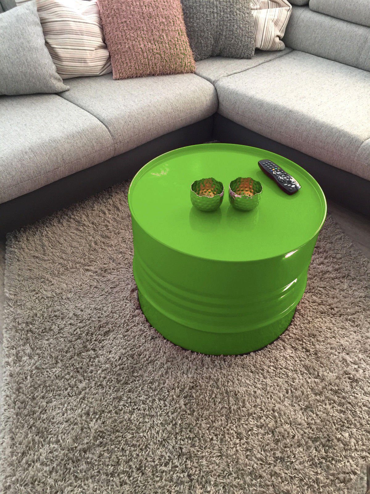 SRM Design Beistelltisch Fassmöbel Beistelltisch Tisch Fass Design Möbel Couchtisch Grün Ø 57cm