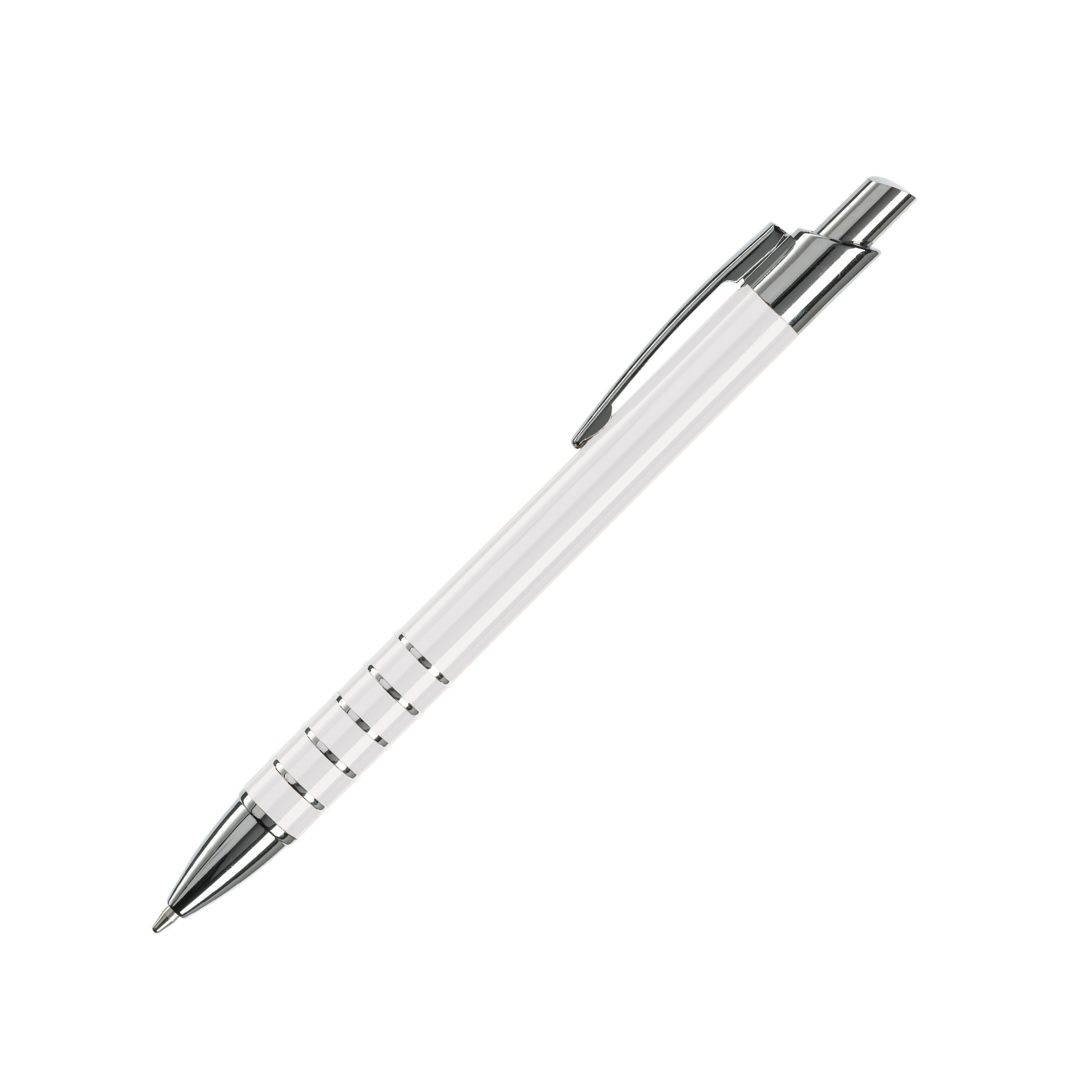 TOPPOINT Kugelschreiber Schlanker Metall-Kugelschreiber / verchromte Teile / Farbe: weiß