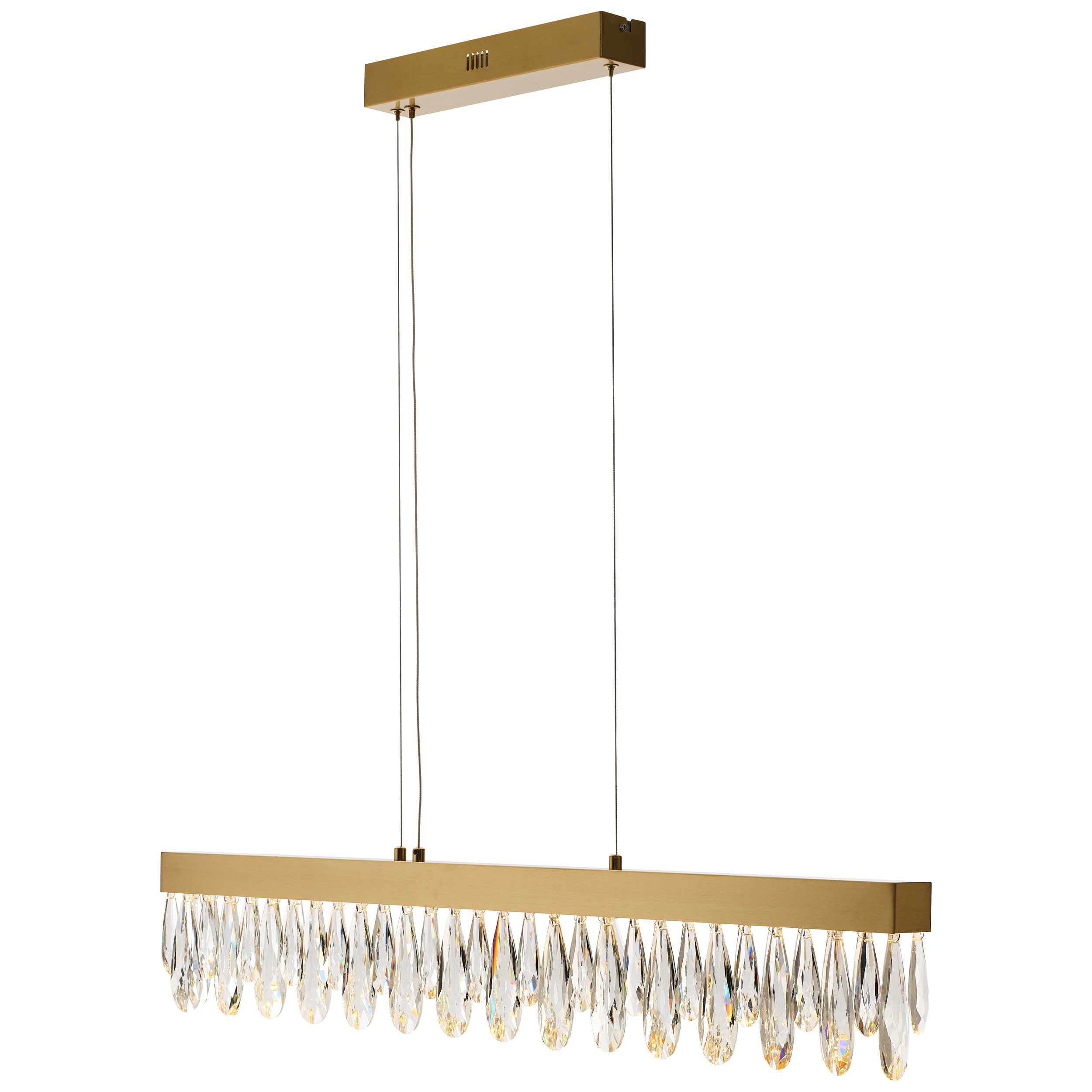 lumiCouture LED Pendelleuchte Celestia, Memoryfunktion, mehrere Helligkeitsstufen, LED fest integriert, Warmweiß, L. 100 x H. 150 cm, 3300 lm, 2700 K, K9- Kristalle