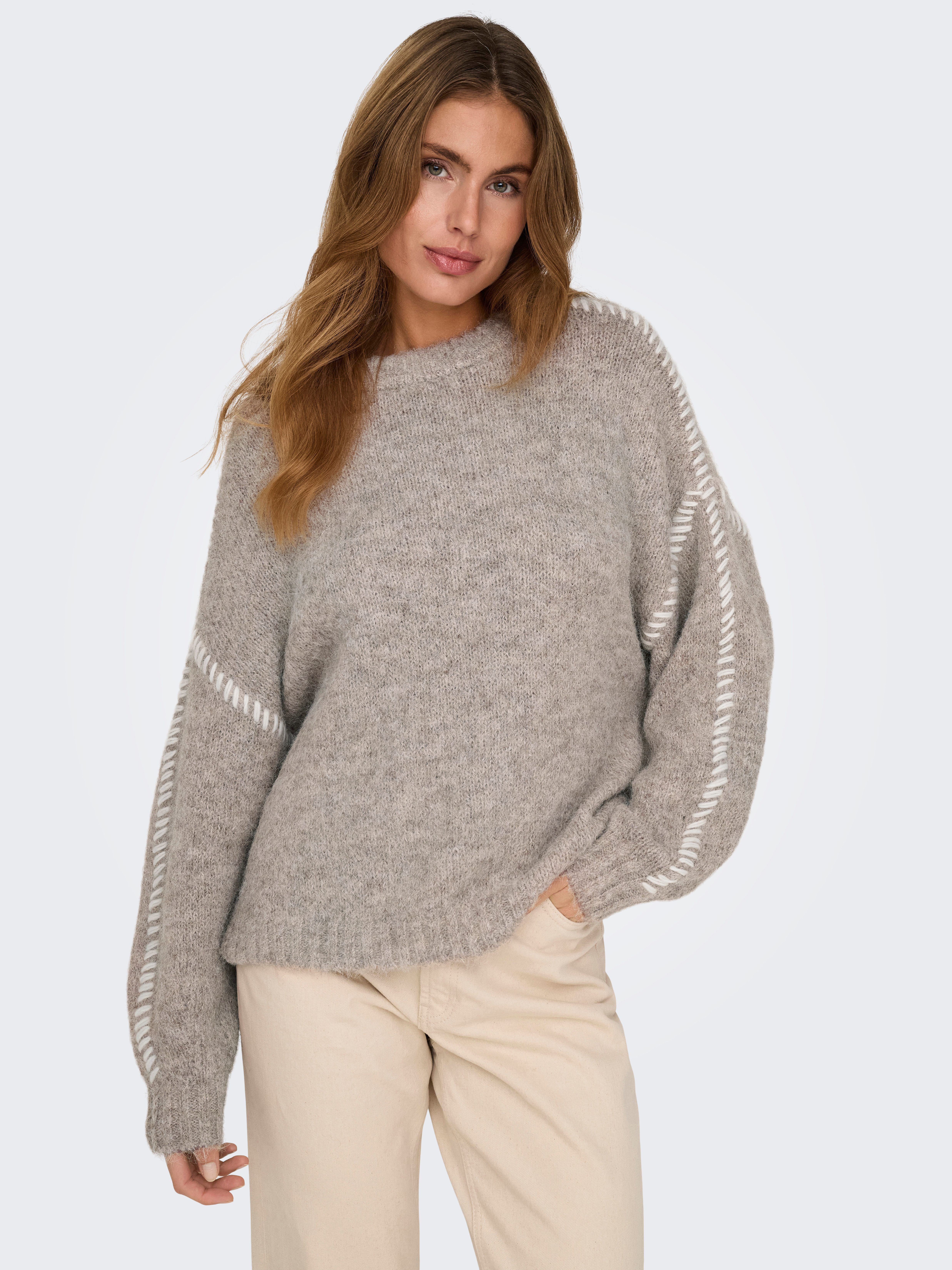 JDY Rundhalspullover JDYZOEY LIFE L/S ON STITCH PULL KNT NOOS mit dekorativ günstig online kaufen